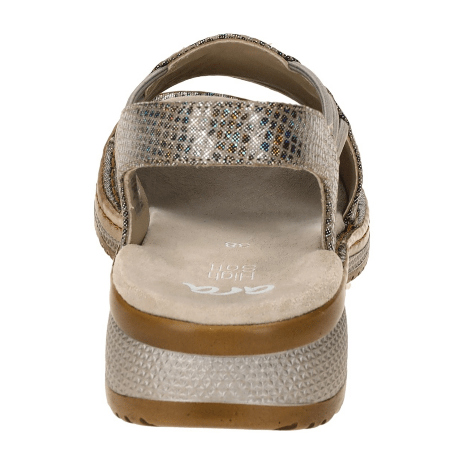 ARA Hawaii Women's Sandal Slip-On Nubuck Leather Gray Iridescent Classic Open Toe