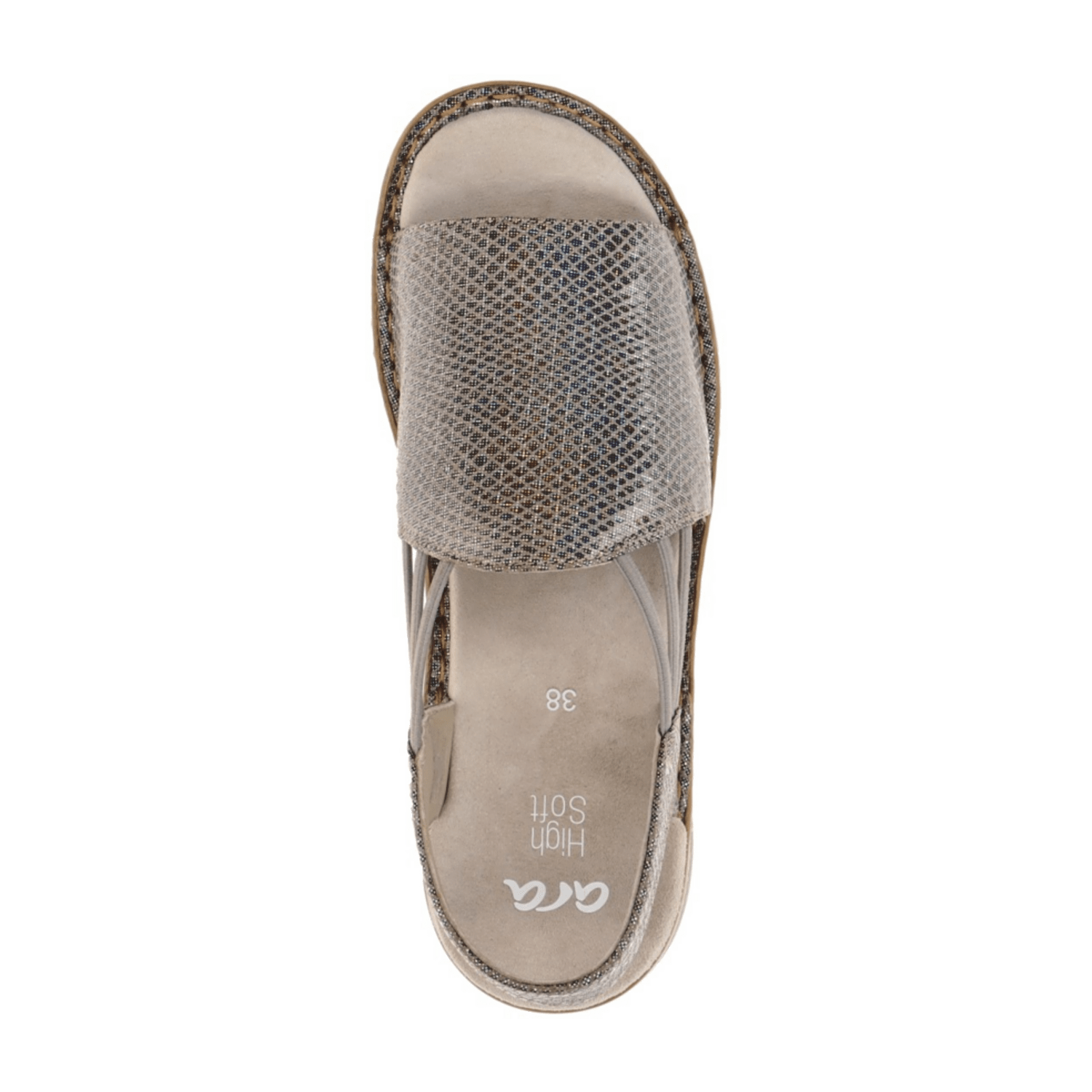 ARA Hawaii Women's Sandal Slip-On Nubuck Leather Gray Iridescent Classic Open Toe