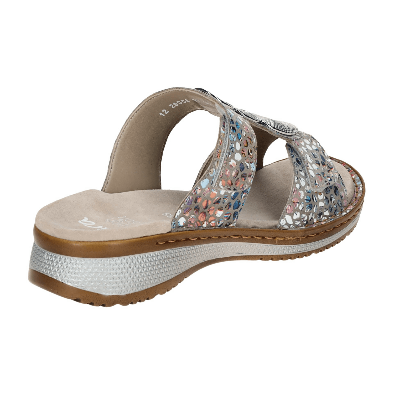 ARA Hawaii Women's Sandals in Grey with Colorful Dots, Made of Suede Leather with Hook-and-Loop Closure and Round Toe Shape - Bartel-Shop