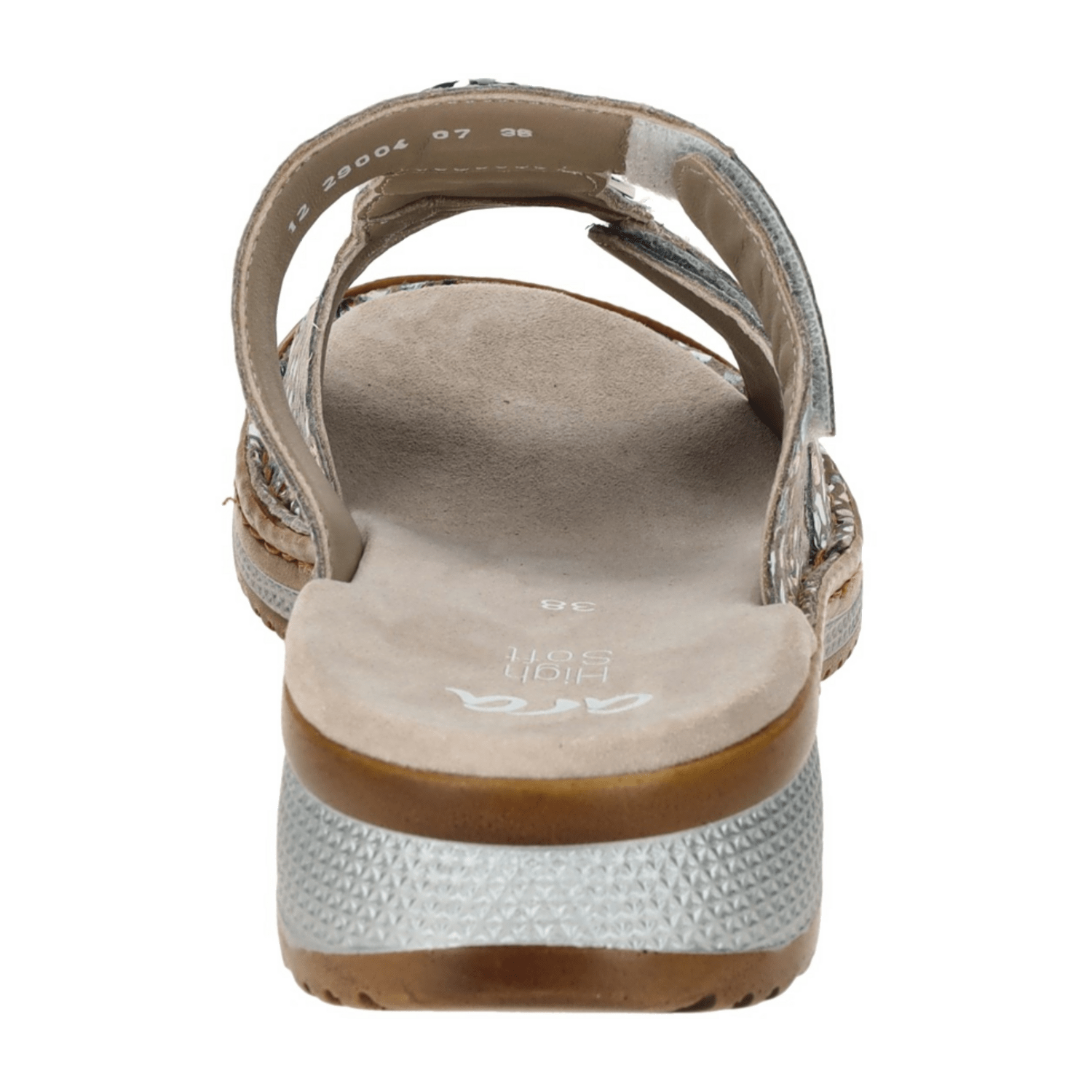 ARA Hawaii Women's Sandals in Grey with Colorful Dots, Made of Suede Leather with Hook-and-Loop Closure and Round Toe Shape - Bartel-Shop
