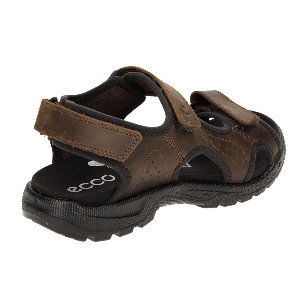 ECCO Hike Men's Sandals Dark Brown - Leather Trekking Sandals with 3-Strap Velcro