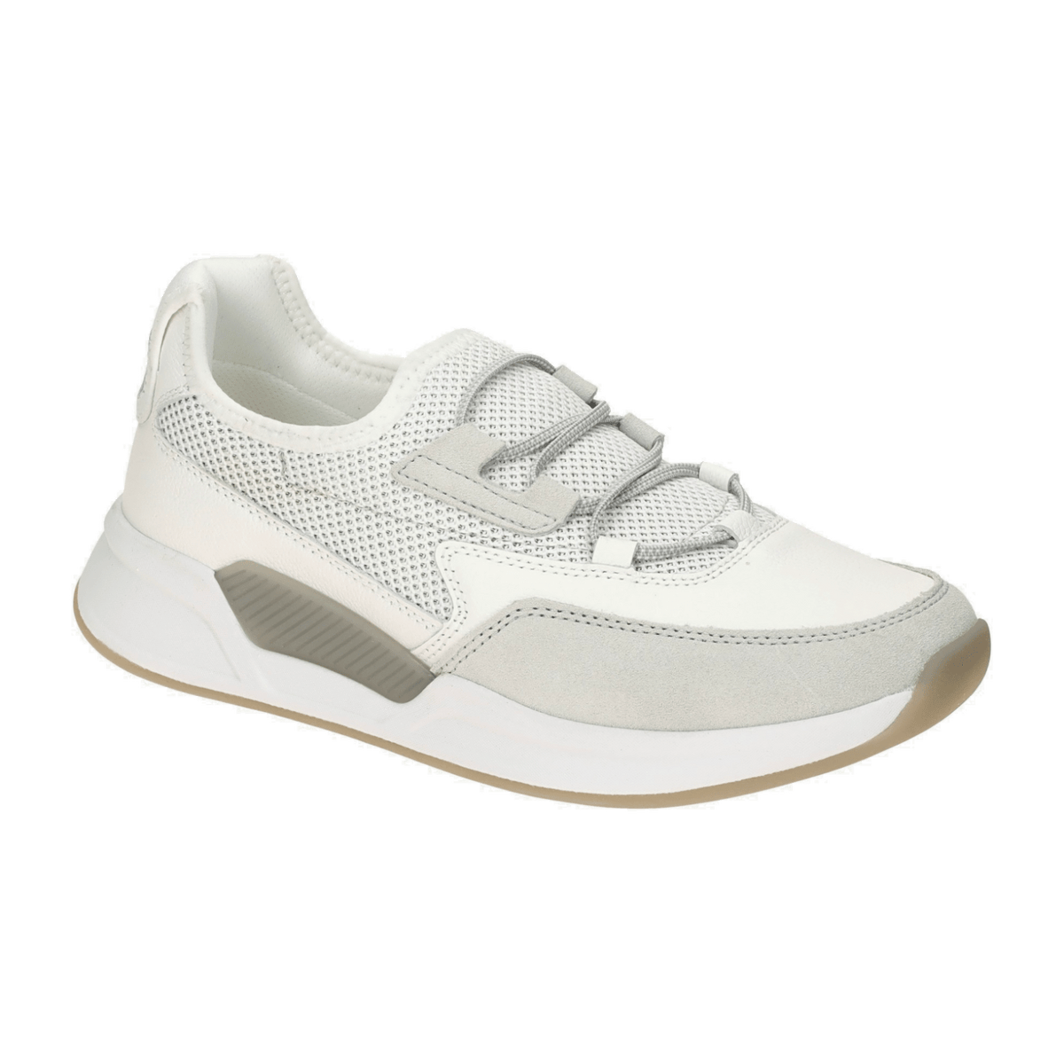 Gabor Women's Low-Top Sneakers - White Silver Comfort Shoes with Removable Footbed