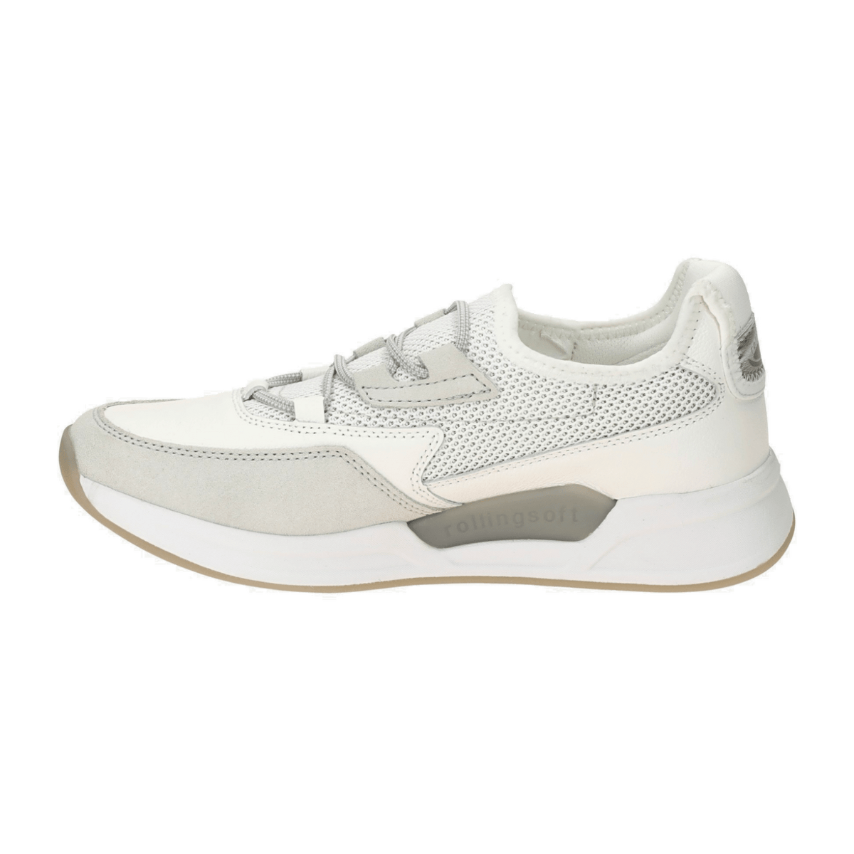 Gabor Women's Low-Top Sneakers - White Silver Comfort Shoes with Removable Footbed