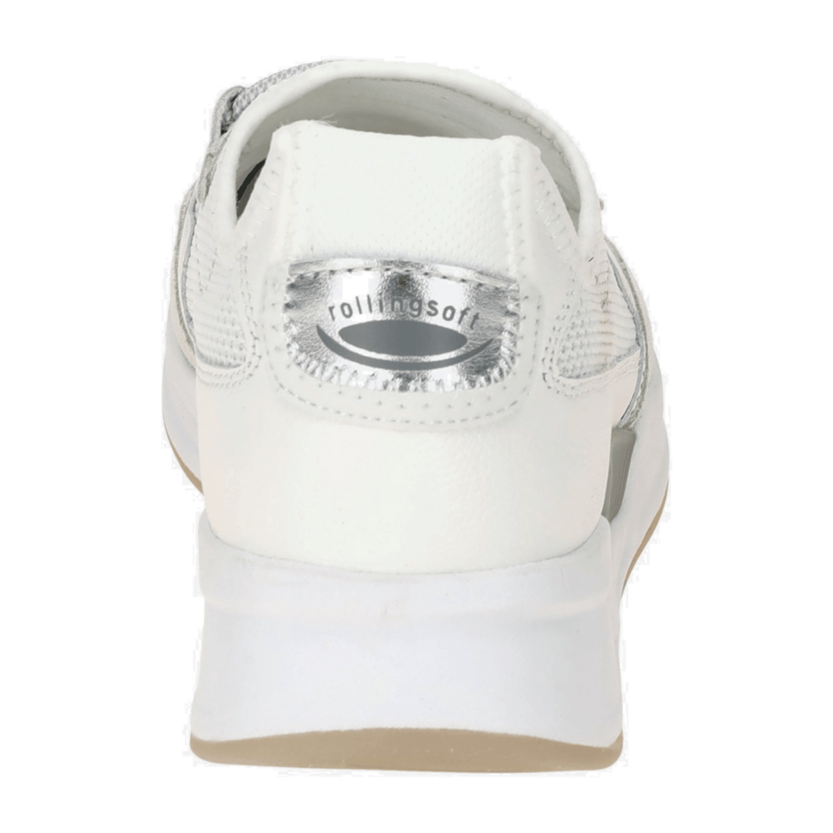 Gabor Women's Low-Top Sneakers - White Silver Comfort Shoes with Removable Footbed