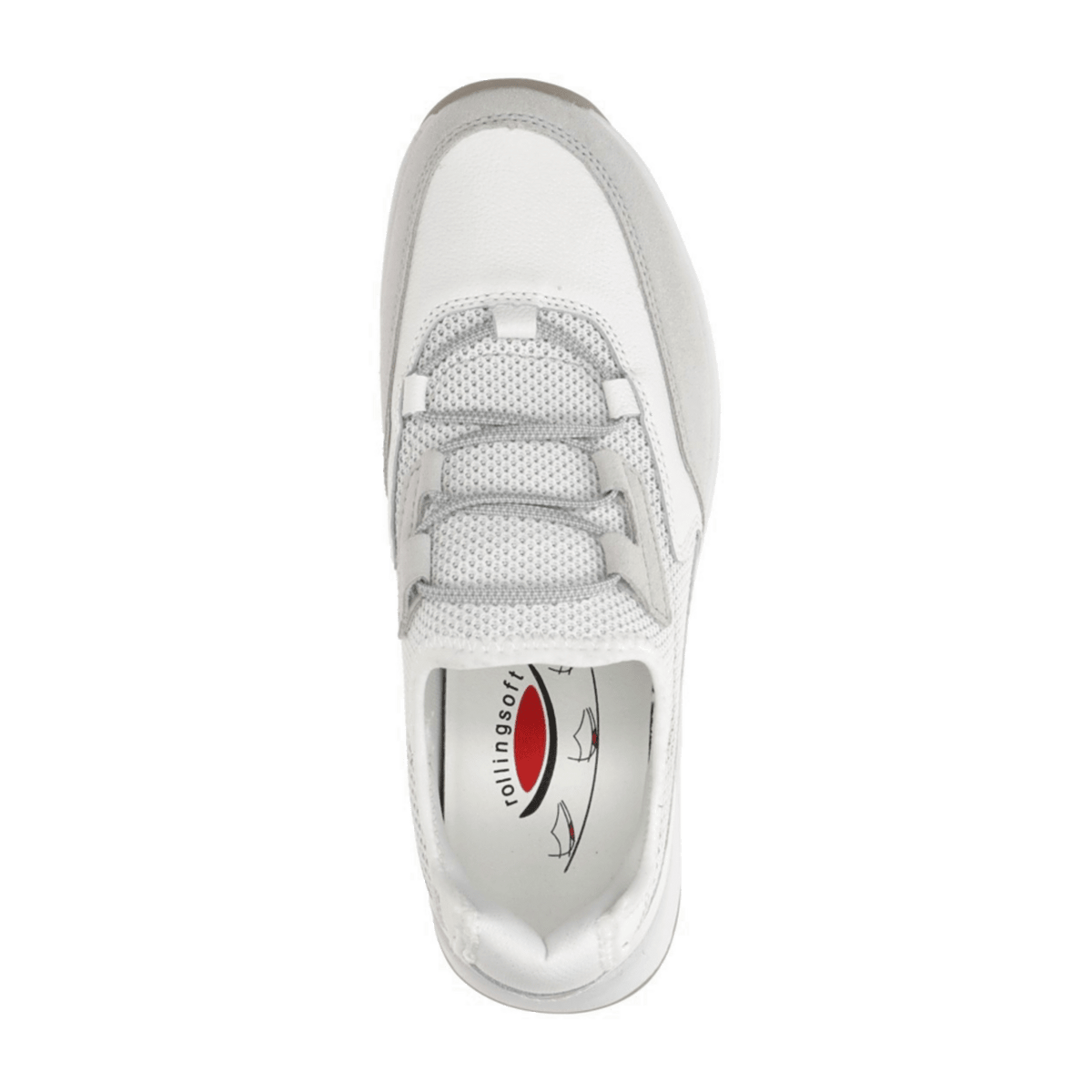 Gabor Women's Low-Top Sneakers - White Silver Comfort Shoes with Removable Footbed