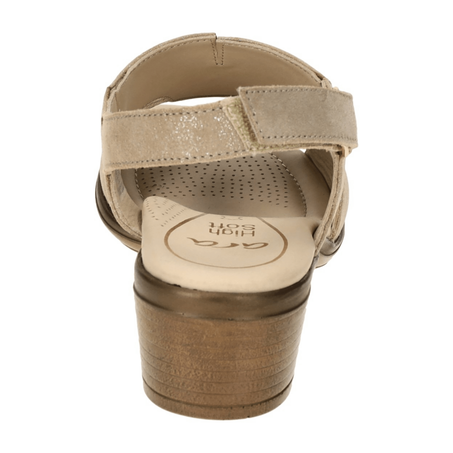 ARA Lugano Women's Sandalettes in Beige Sand Shimmer Suede with Hook-and-Loop Closure - Classic Open-Toe Design