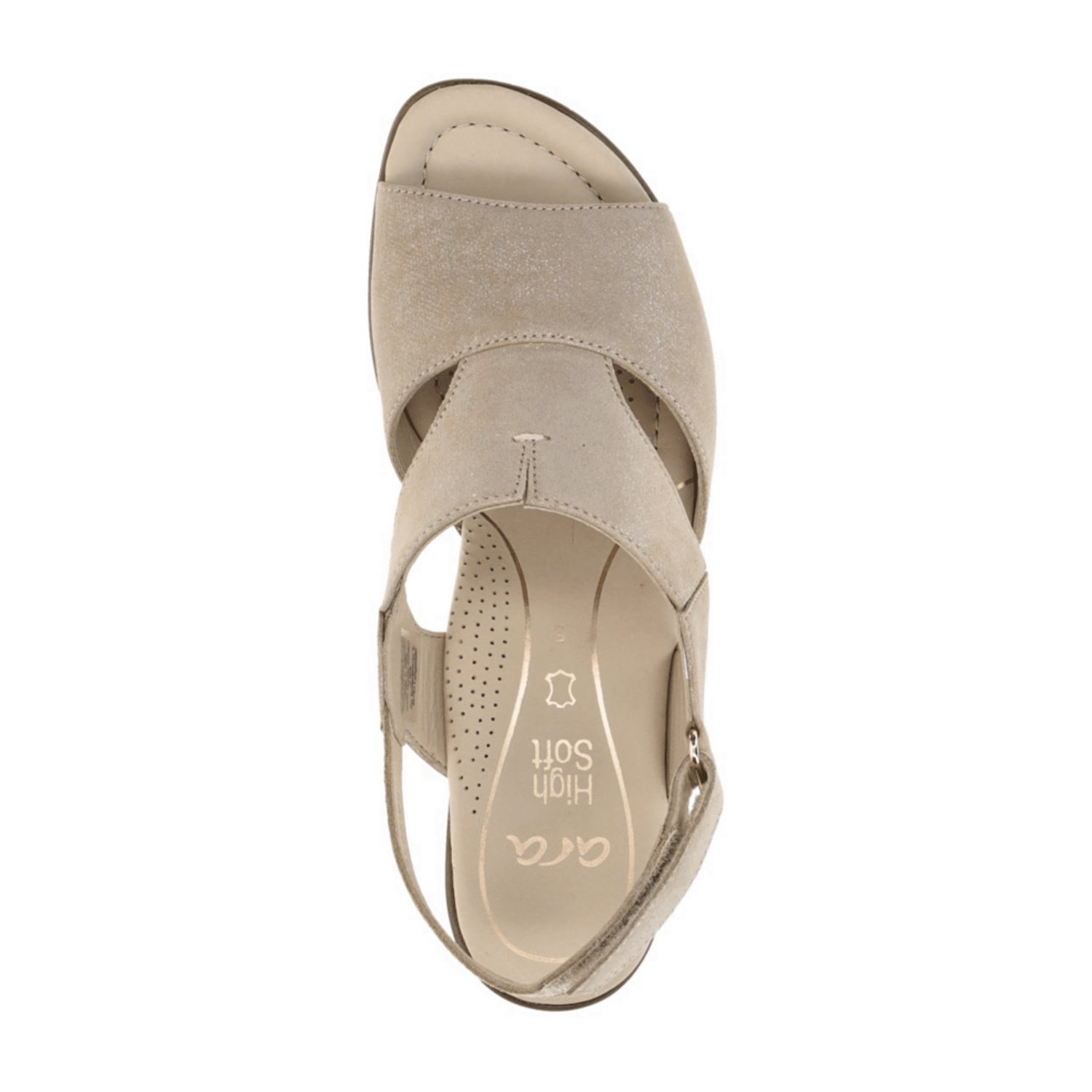 ARA Lugano Women's Sandalettes in Beige Sand Shimmer Suede with Hook-and-Loop Closure - Classic Open-Toe Design