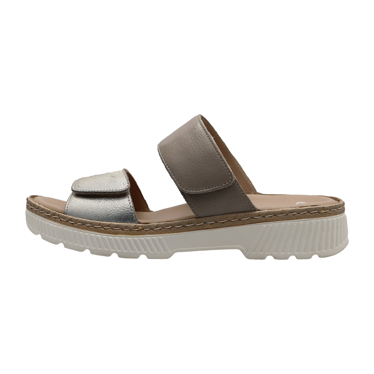 ARA CAPRI Women's Capri Sandal Smooth Leather Beige Hook-and-Loop Closure