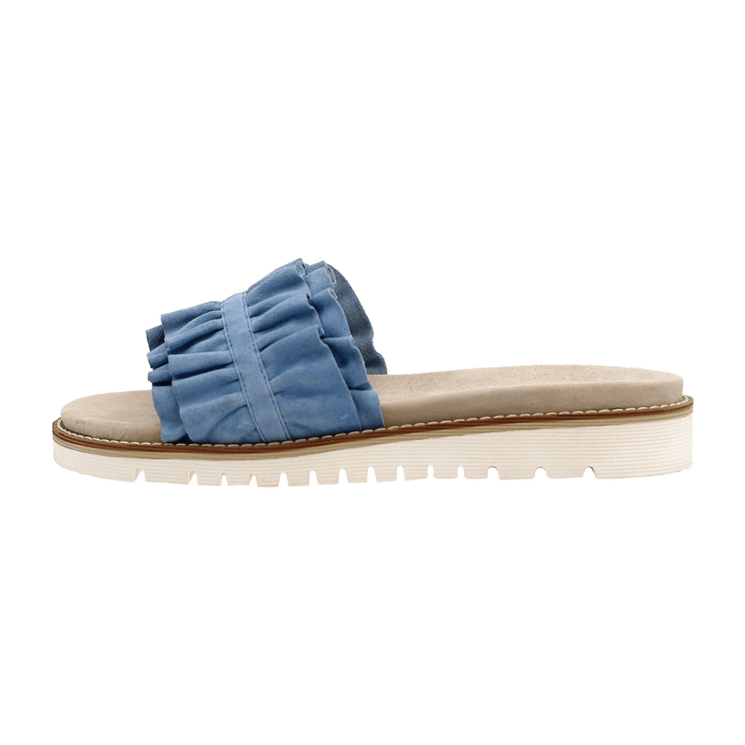 ARA Women's Suede Mule in Blue with Round Toe and Leather Lining