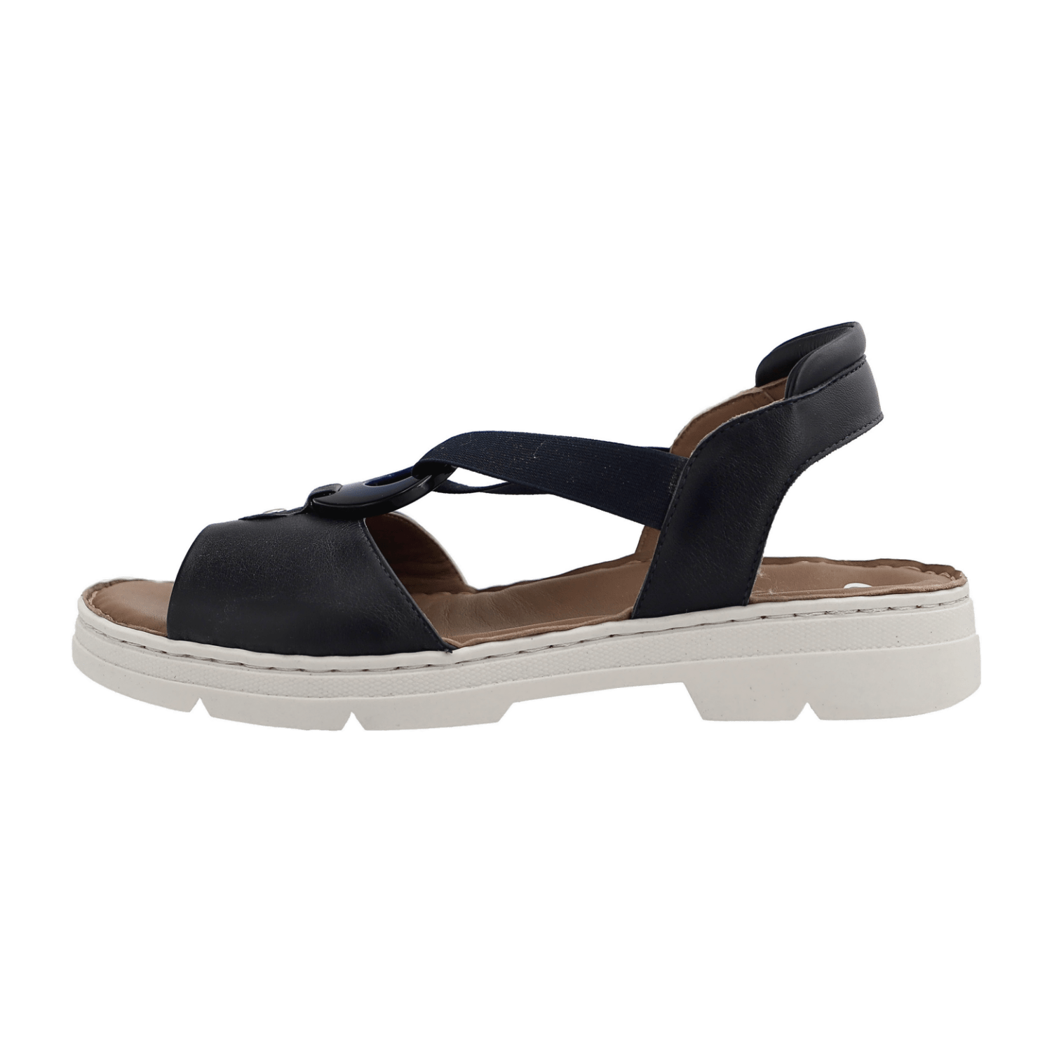 ARA La Palma Women's Smooth Leather Slip-On Sandal in Blue with Square Toe