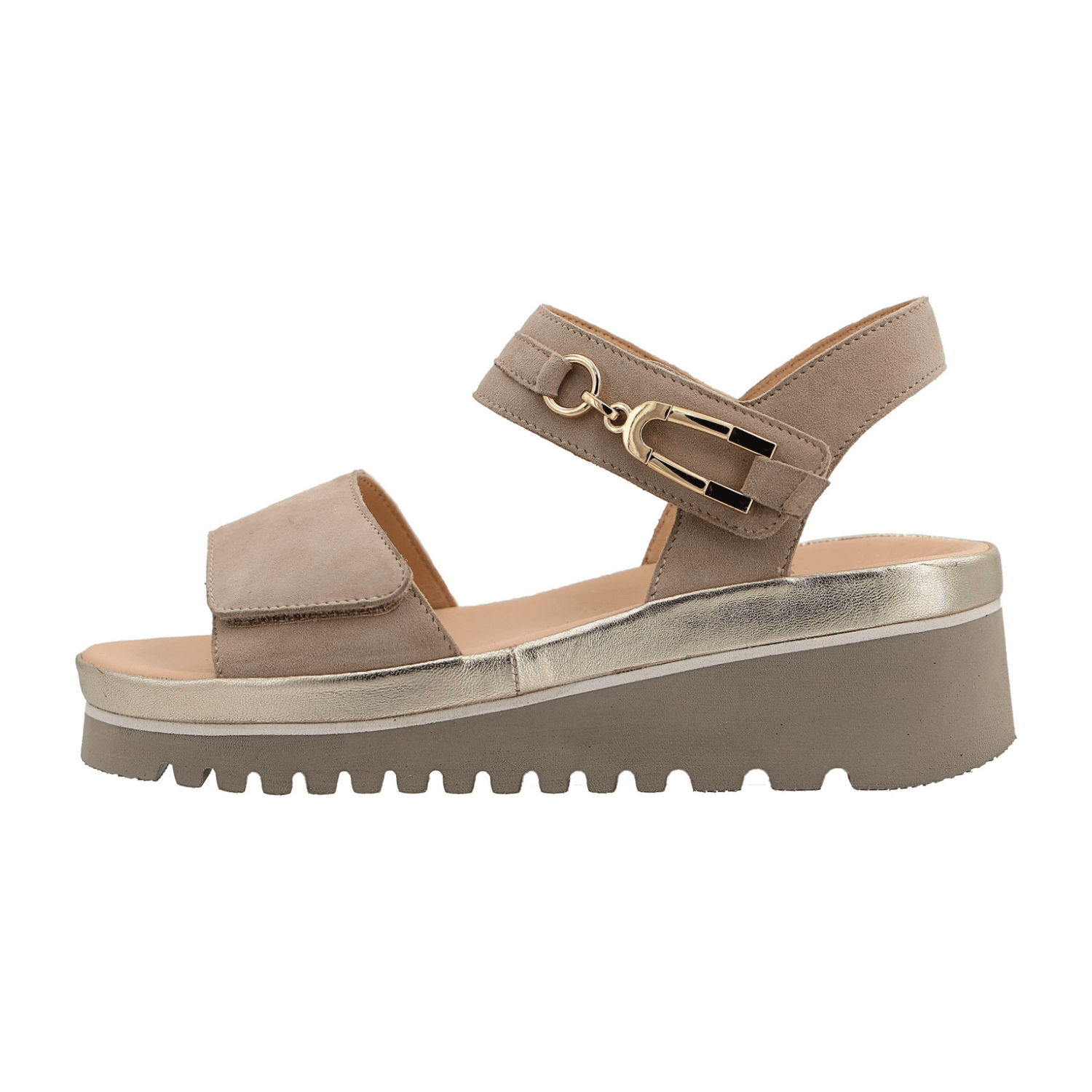 ARA Tibet Women's Sandal in Suede Leather with Hook-and-Loop Closure - Classic Beige Sandal