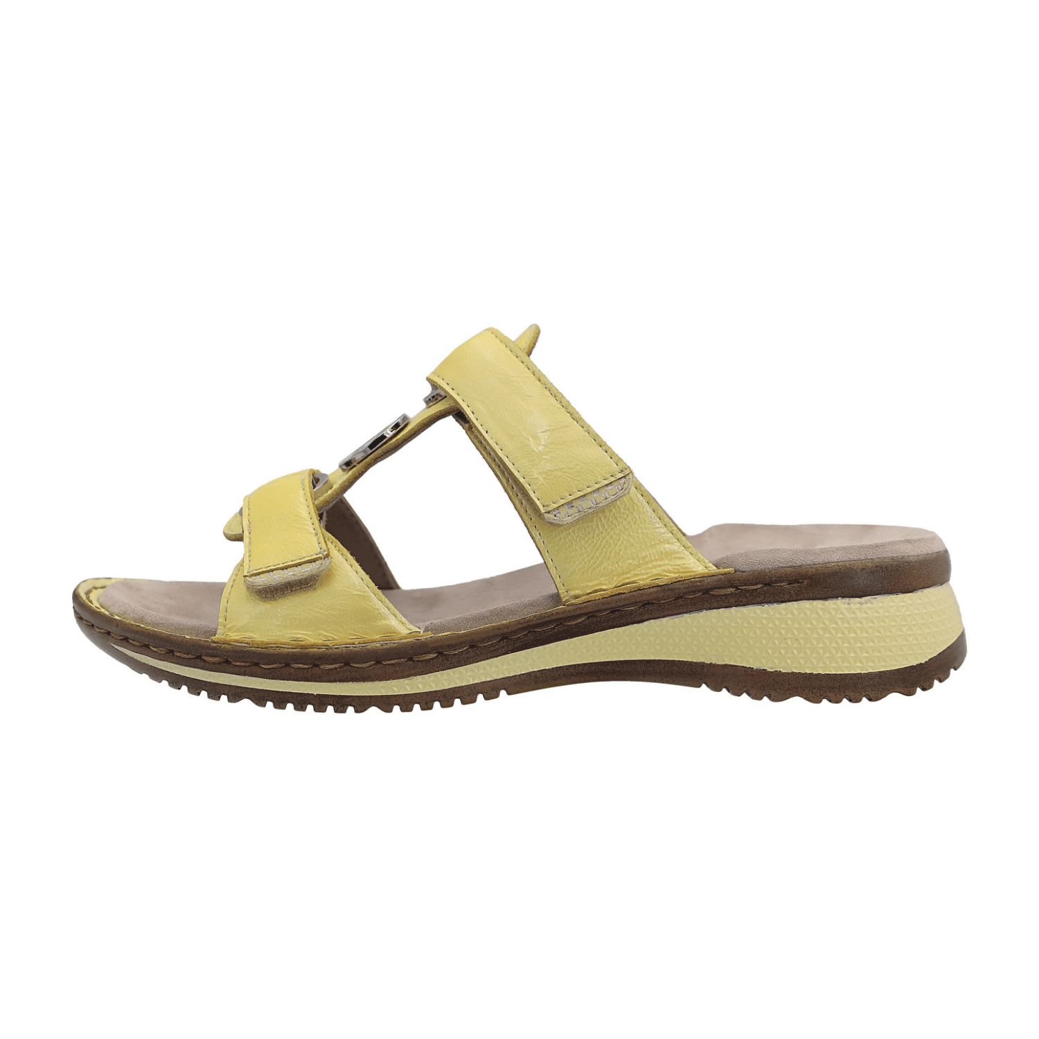 ARA Hawaii Women's Yellow Patent Leather Sandals with Hook-and-Loop Fastening - Bartel-Shop