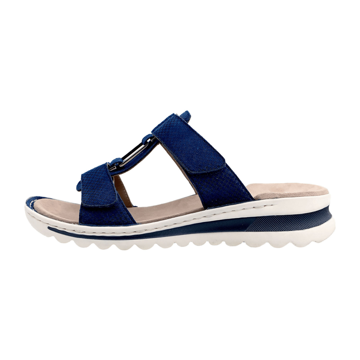 ARA Women's Suede Pantolet Sandals with Hook-and-Loop Fastening in Blue