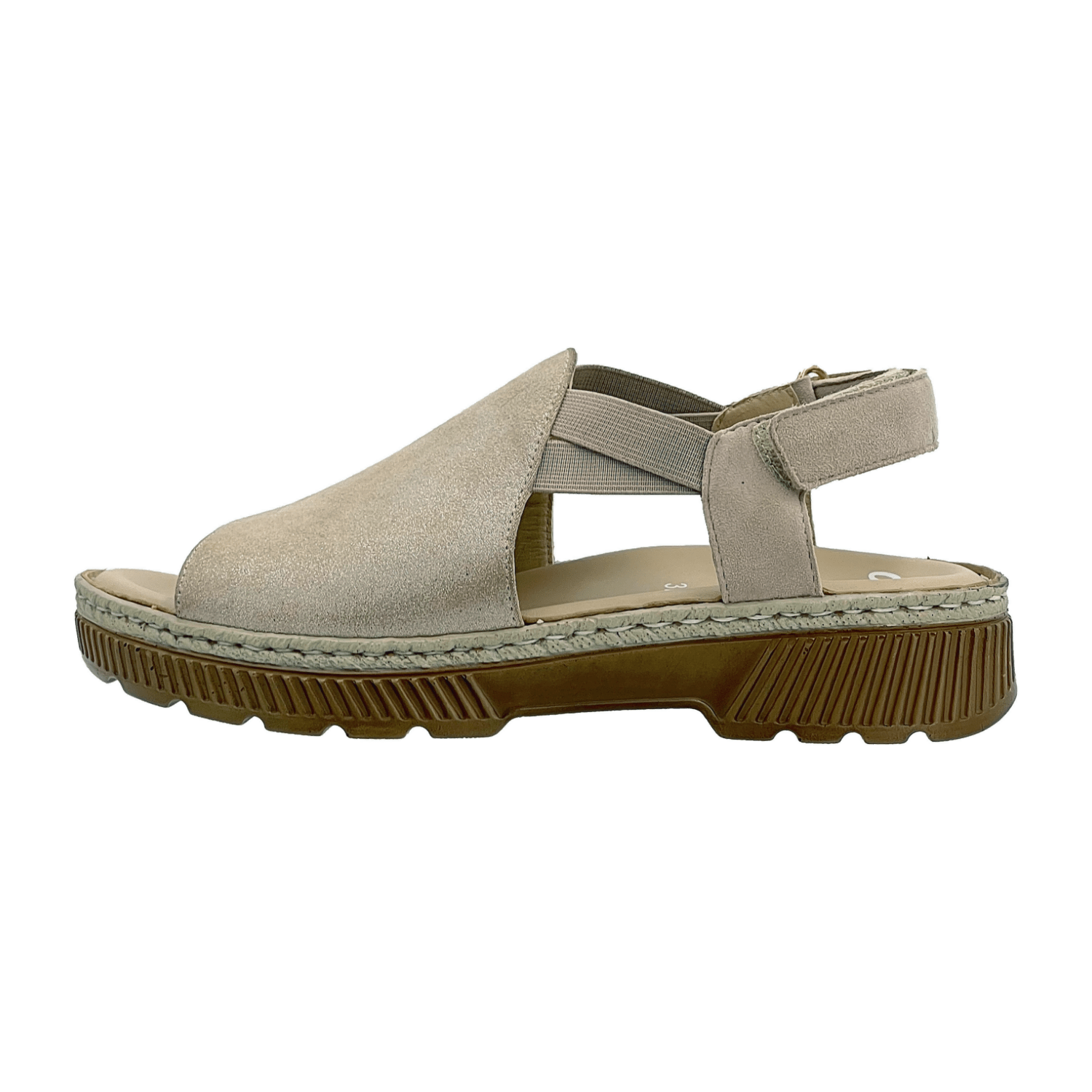 ARA Capri Women's Moccasin Sandals in Suede Leather, Beige