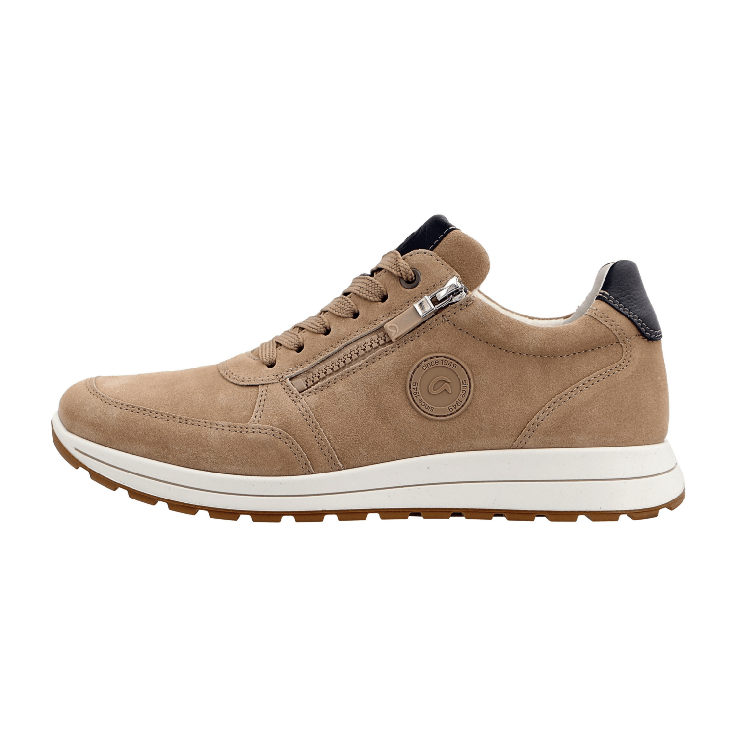 ARA Men's Beige Smooth Leather Lace-Up Sneakers - Bartel-Shop