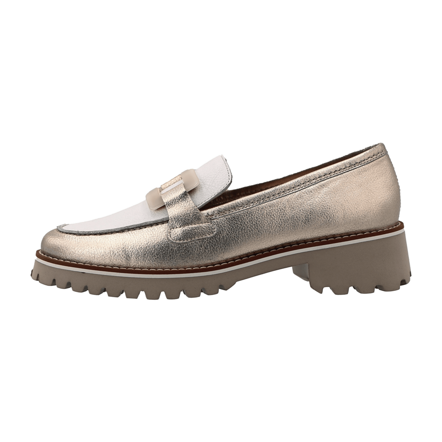 ARA Kent Slipper Moccasin for Women in Gold Smooth Leather with Leather Lining