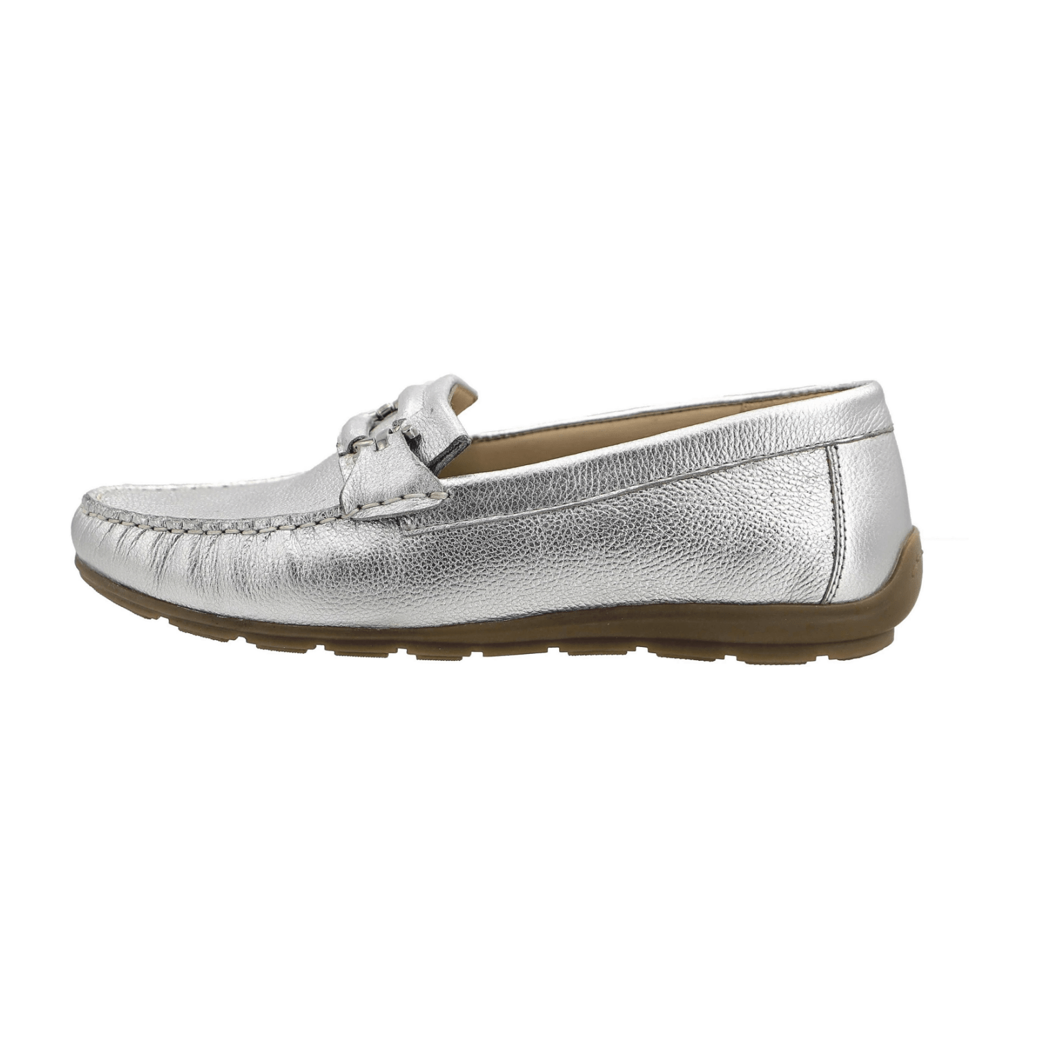 ARA Alabama Women's Slipper in Silver - Smooth Leather Moccasin with Leather Lining and Polyurethane Sole
