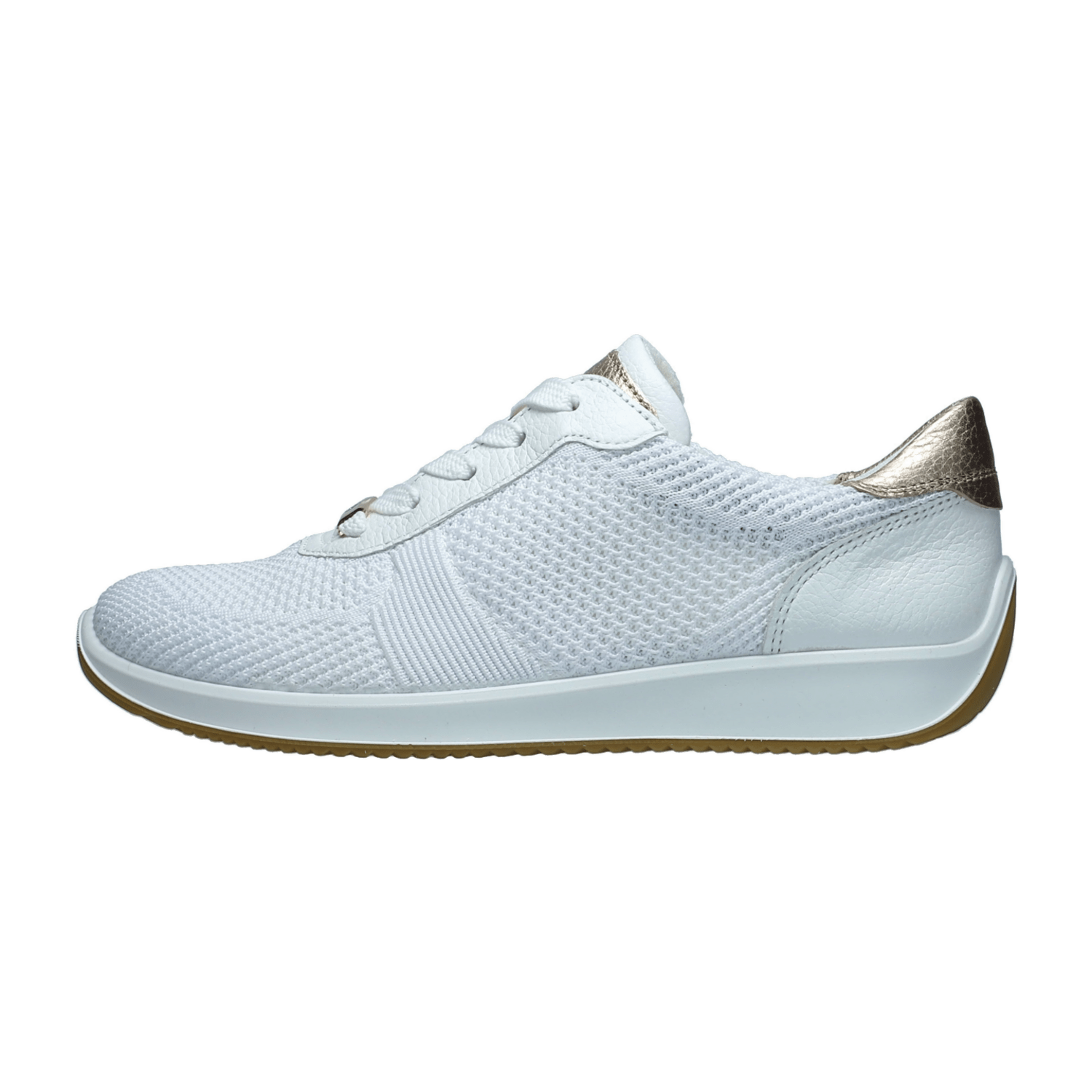 ARA Women's White Textile Pull-On Sneakers with Round Toe