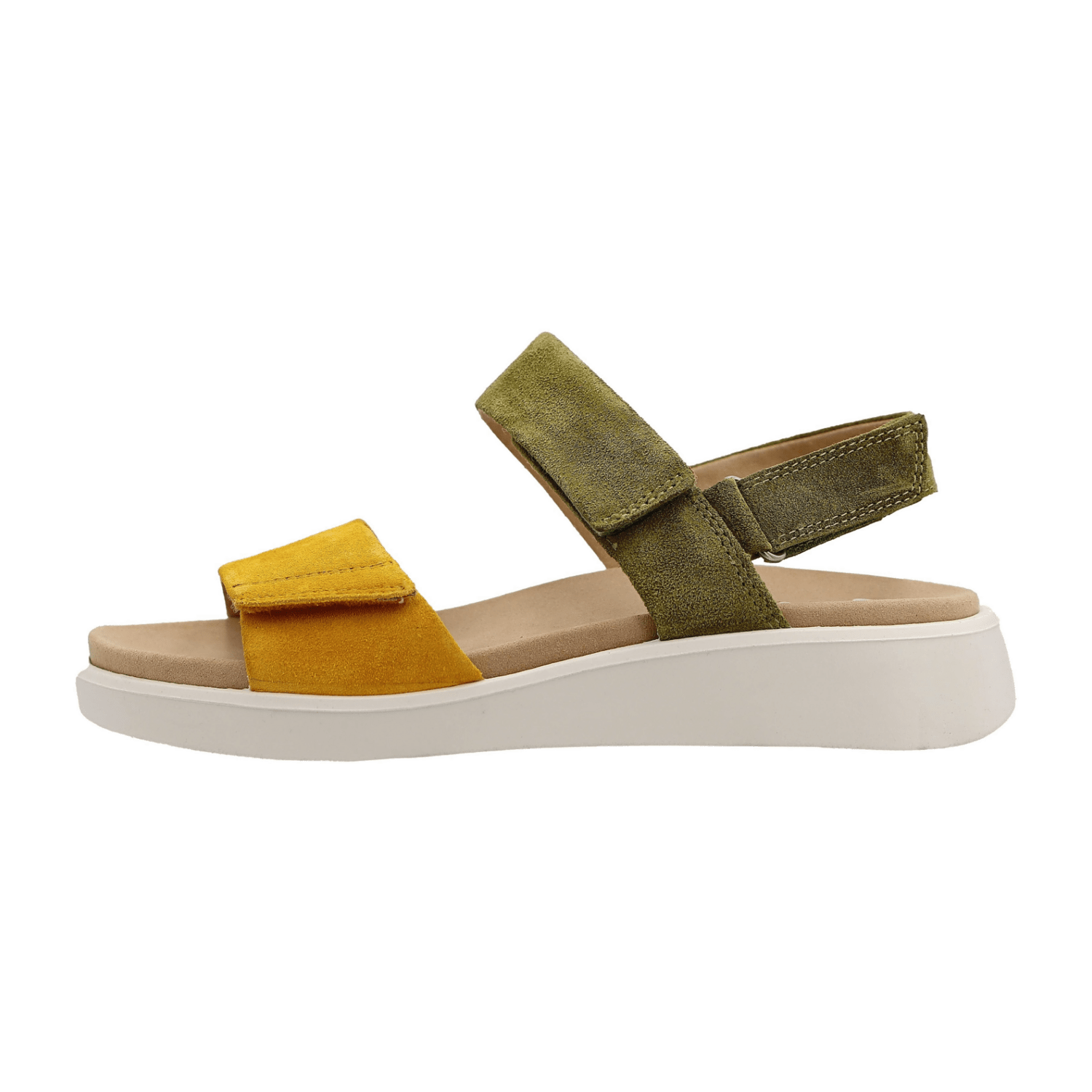 ARA Madeira Women's Sandal, Classic Suede Sandal with Hook-and-Loop Fastening, Green