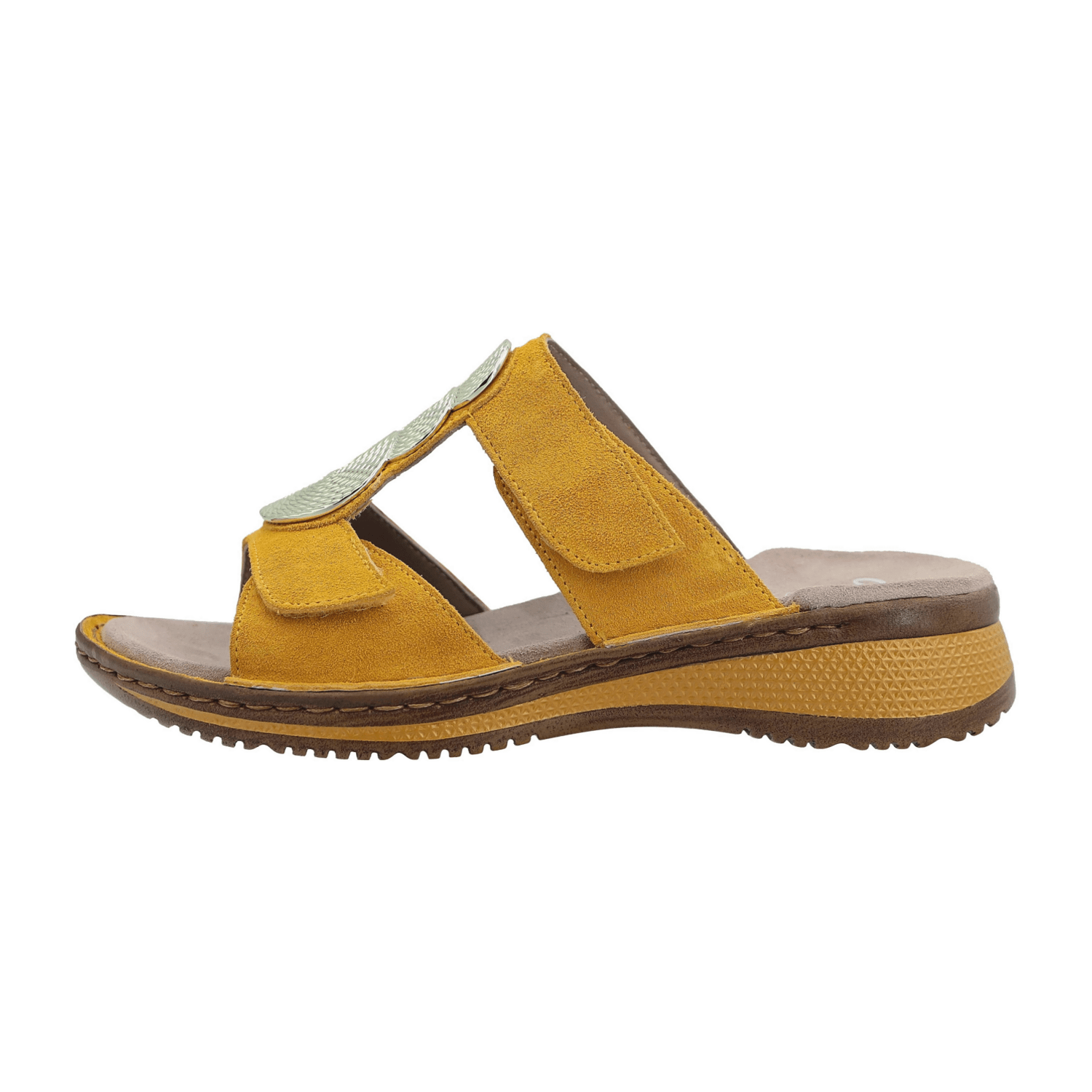 ARA Hawaii Women's Sandals in Yellow with Hook-and-Loop Closure, Made of Suede Leather with Leather Lining - Bartel-Shop