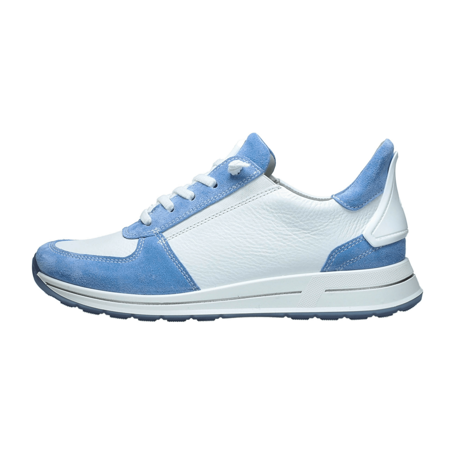 ARA Women's Suede Round-Toe Lace-Up Sneakers in White