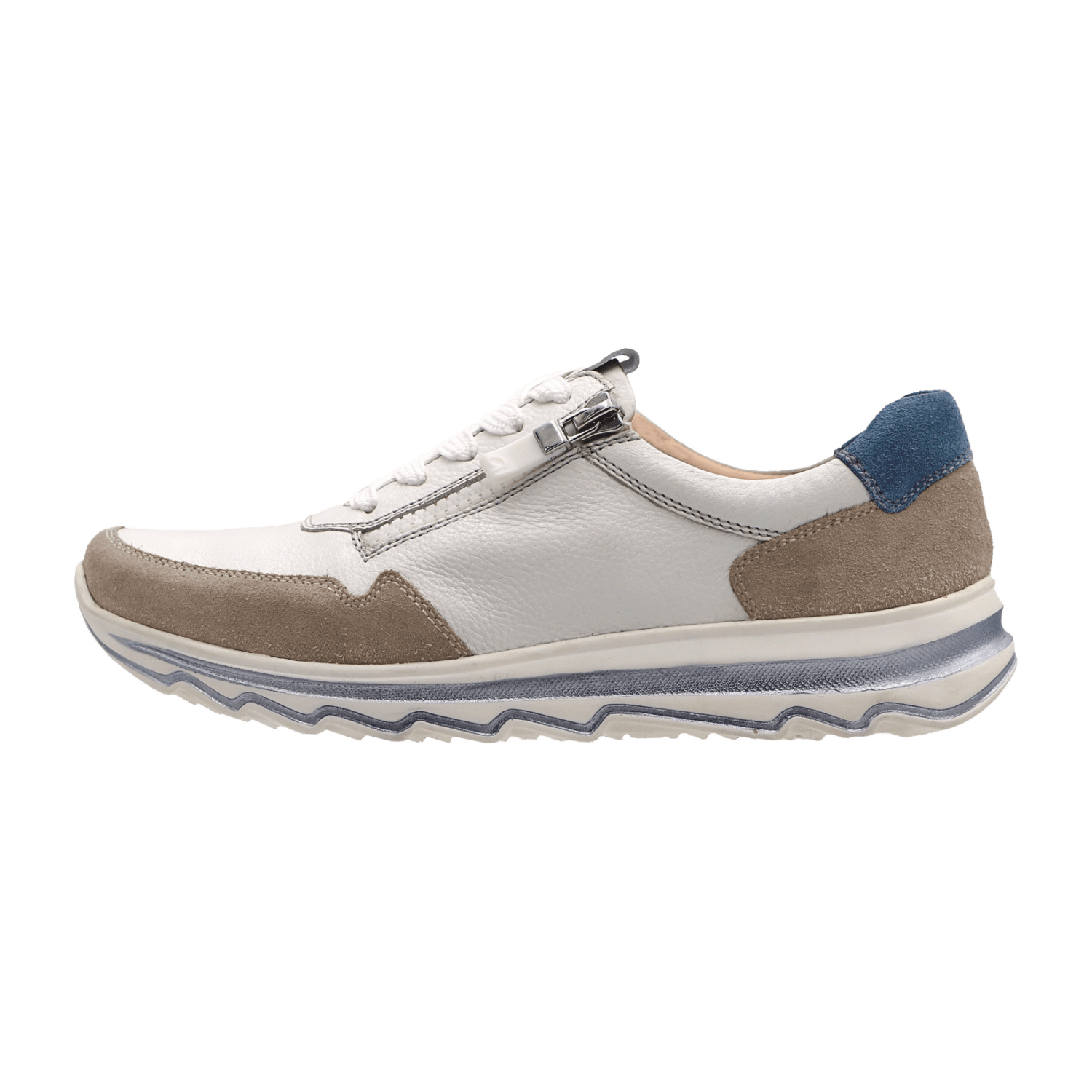 ARA Orlando Women's Sneakers in White Smooth Leather with Lace-Up Closure and Leather Lining