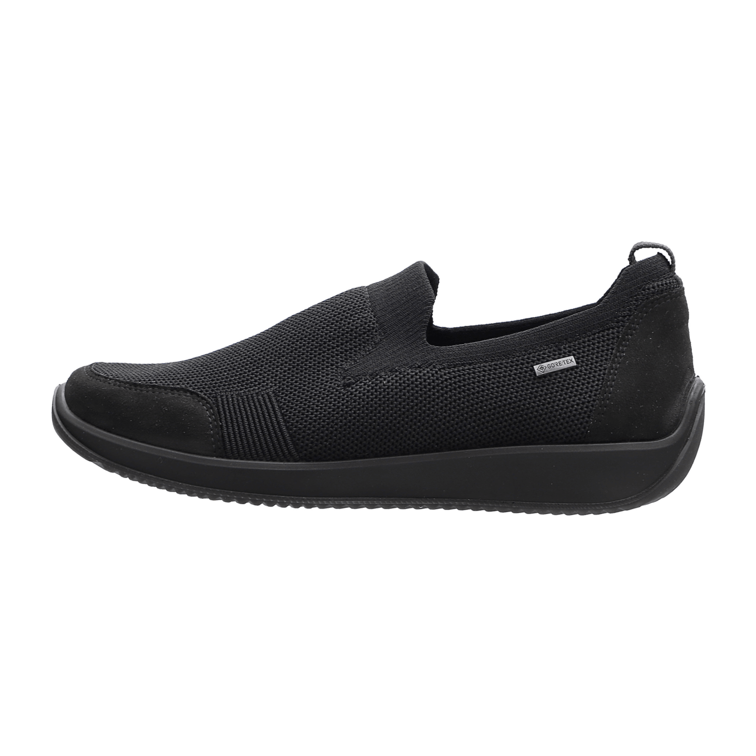 ARA LISBON Women's Waterproof Slip-On Moccasins Black Textile Closed-Toe