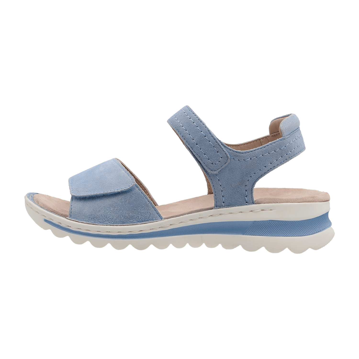 ARA Tampa Women's Sandal Classic Suede Leather Hook-and-Loop Closure Blue