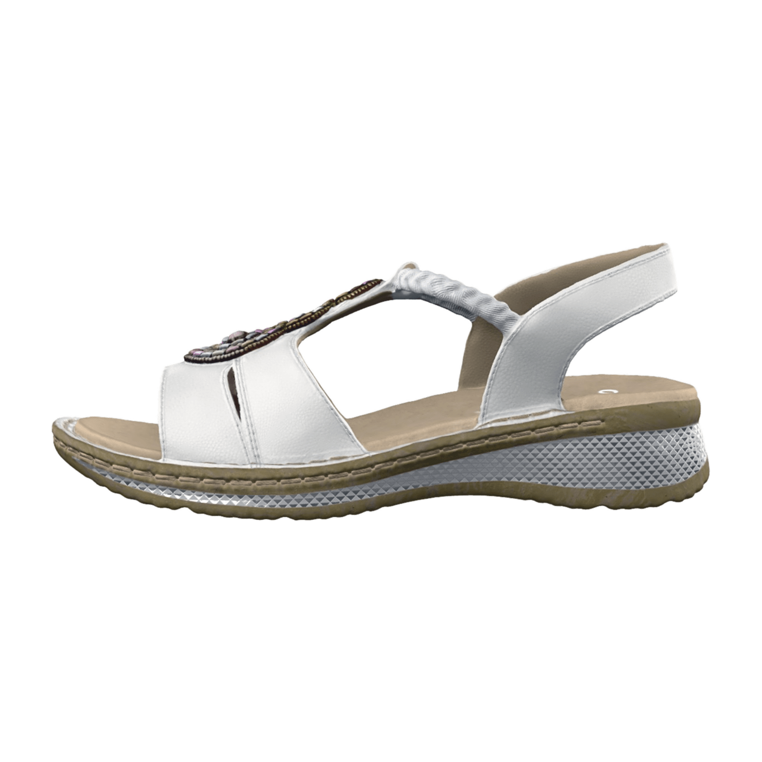 ARA Hawaii Women's Sandal in White Nubuck Leather with Round Toe and Leather Lining
