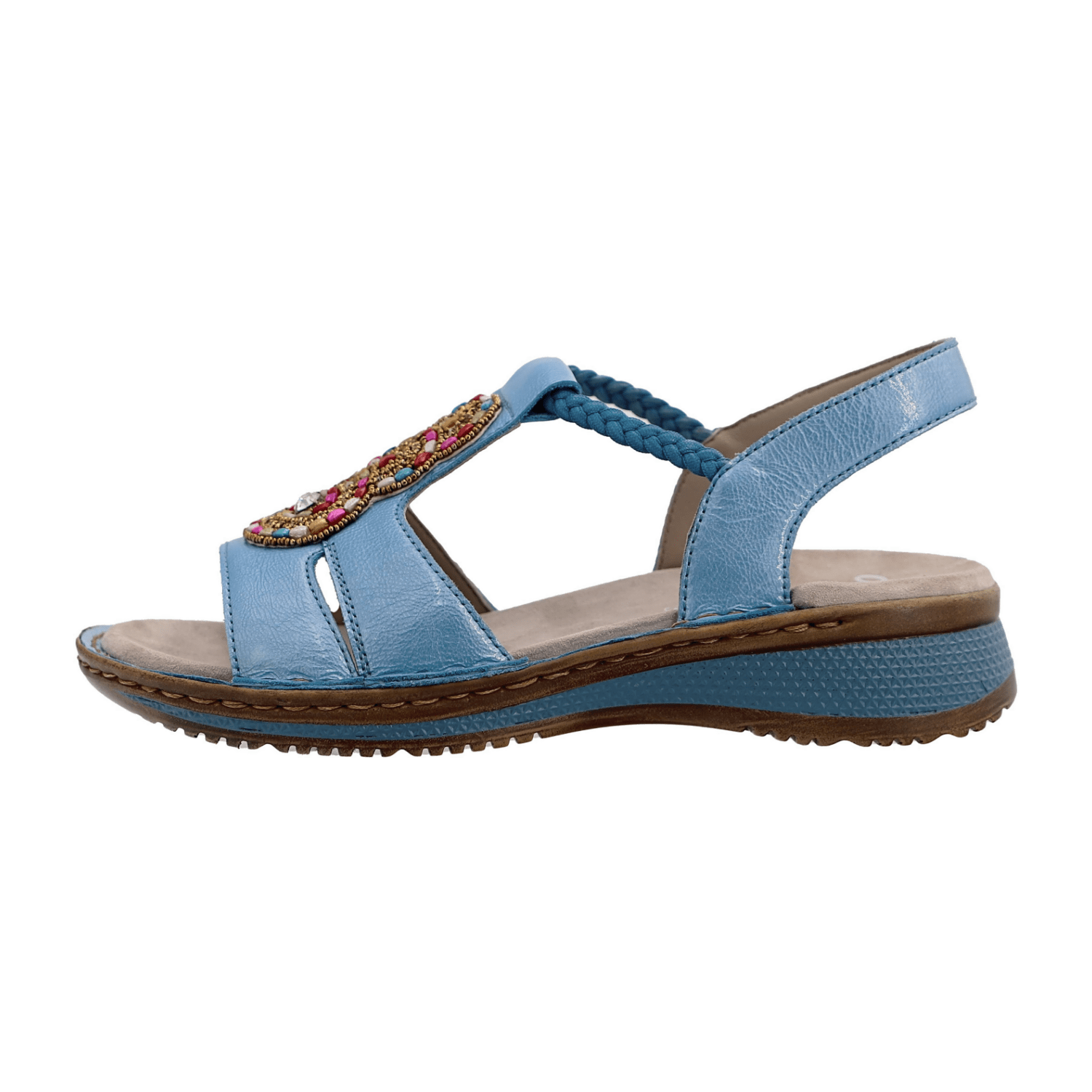 ARA Hawaii Women's Sandal Slip-On Patent Leather Blue Classic - Bartel-Shop