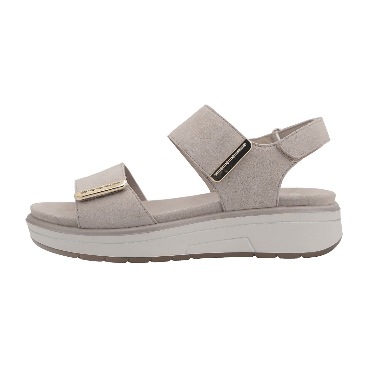 ARA Lucca Women's Sandalette Suede Hook-and-Loop Fastening Classic Beige