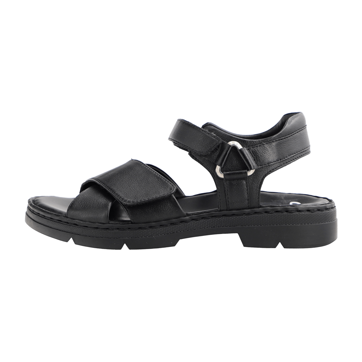 ARA La Palma Women's Sandal Black Smooth Leather Hook-and-Loop Closure Classic Open Toe