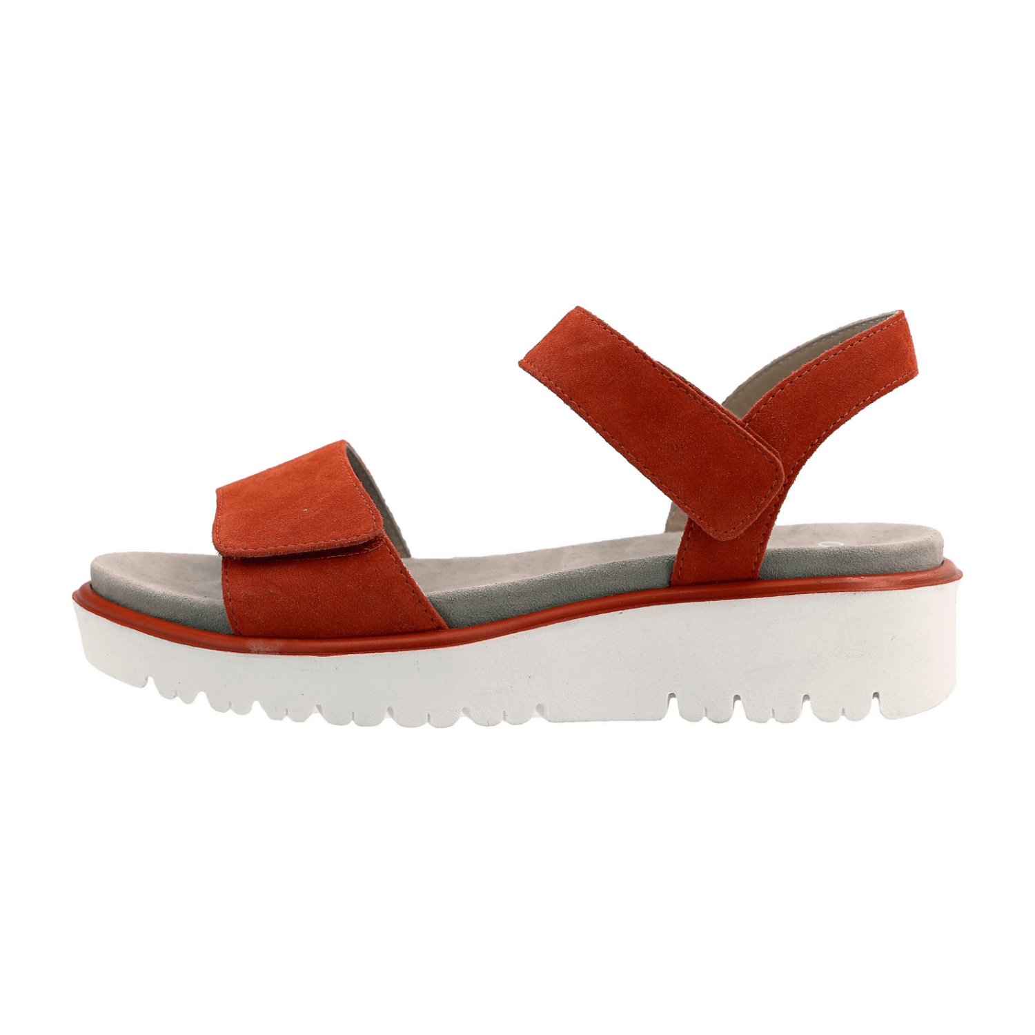 ARA Bilbao Sandalette for Women in Red Suede with Hook-and-Loop Closure - Classic Sandalette with Polyurethane Sole and Leather Lining