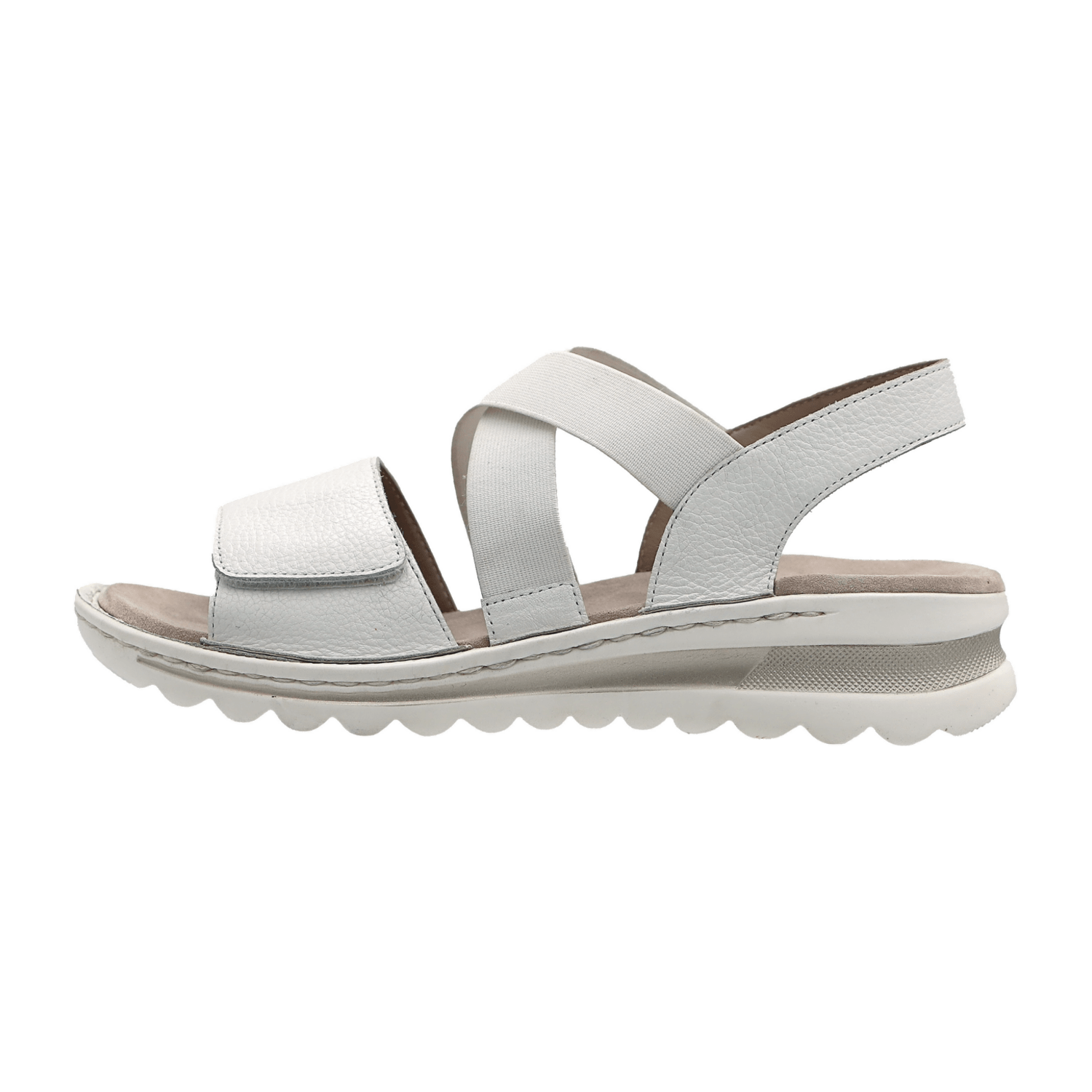 ARA Tampa Women's Slip-On Leather Sandal Classic White with Leather Lining and Polyurethane Sole