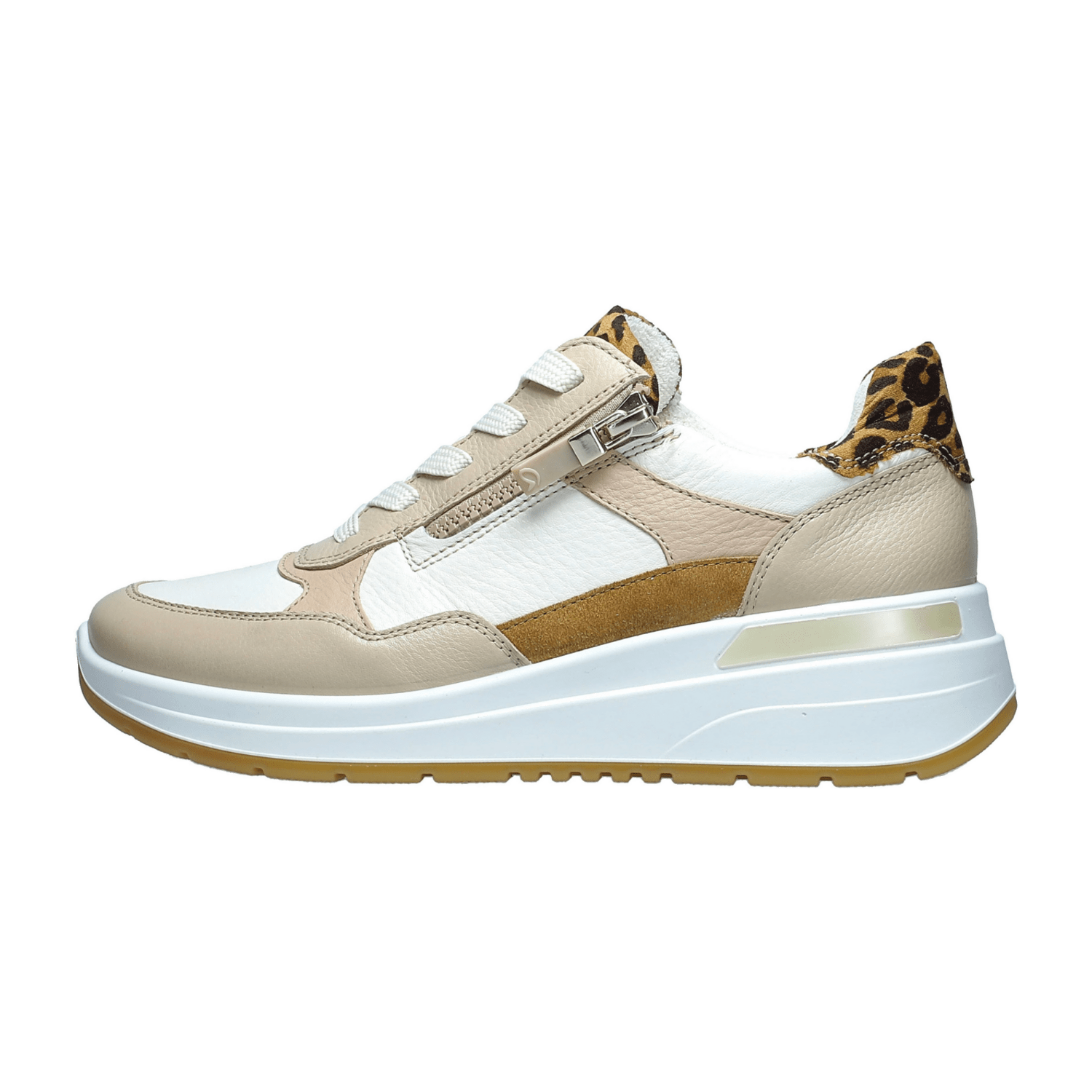 ARA GARDA Women's Sneakers in White Smooth Leather with Lace-Up Closure - Bartel-Shop