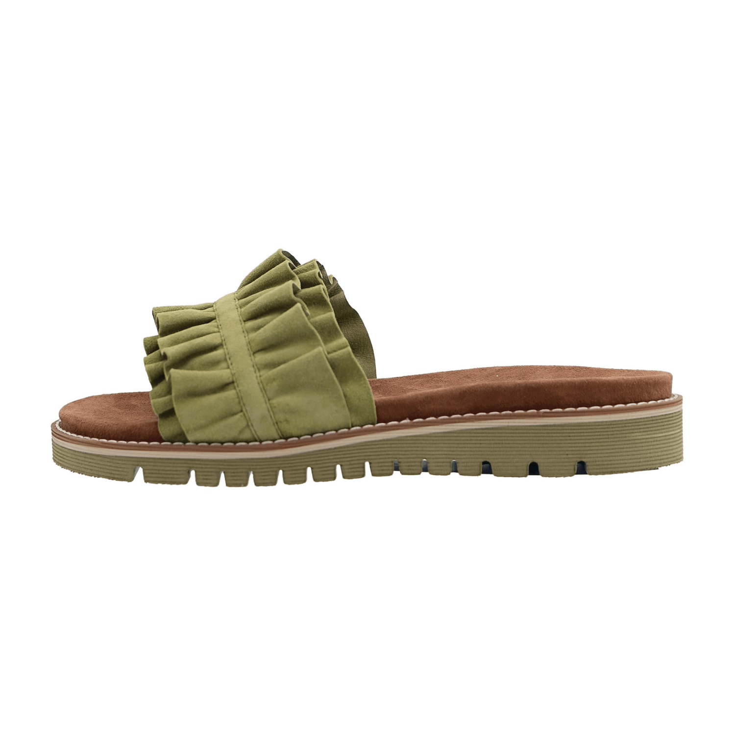 ARA KENT Women's Green Suede Mule with Leather Lining and Polyurethane Sole