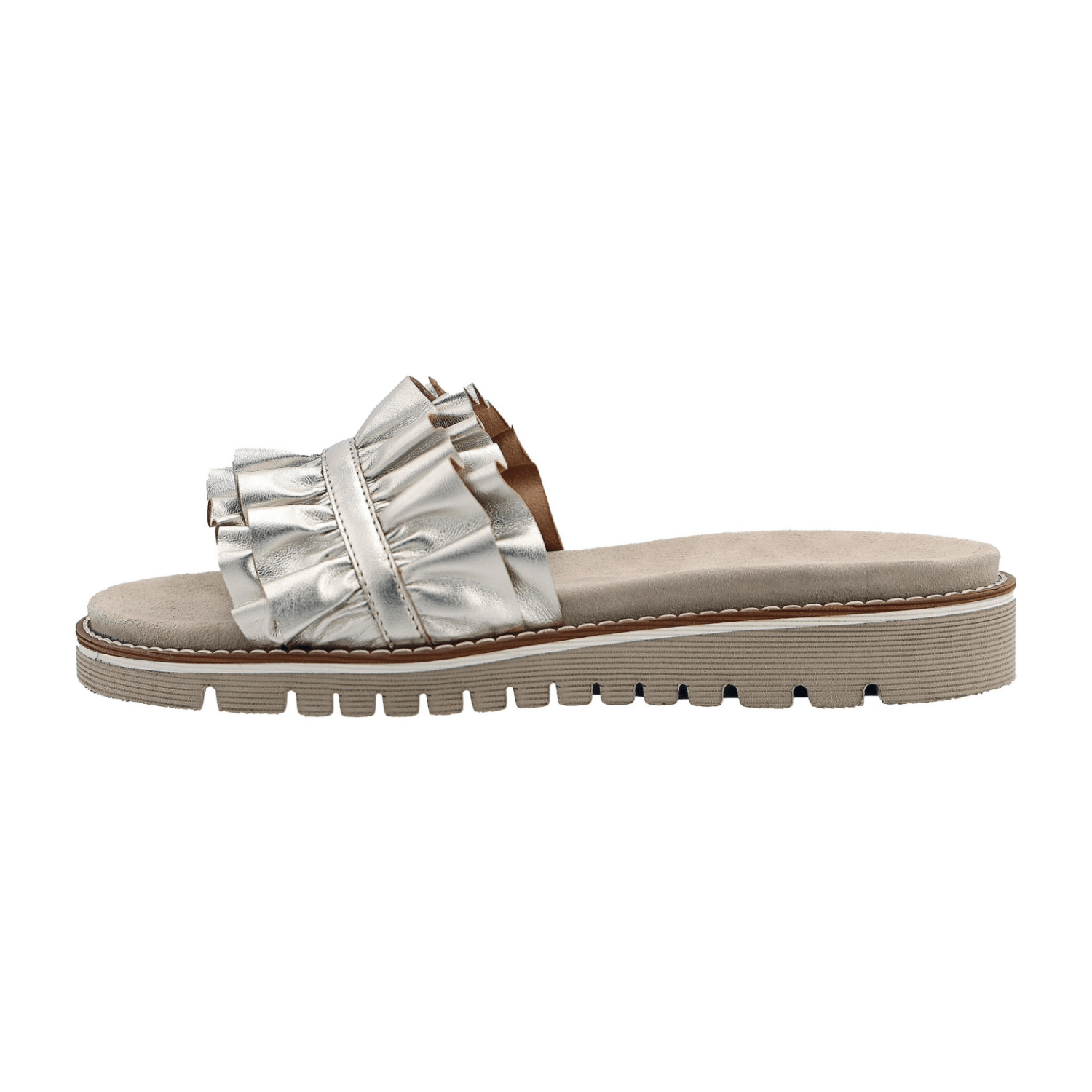 ARA KENT Women's Gold Smooth Leather Slip-On Mule with Leather Lining and PU Sole