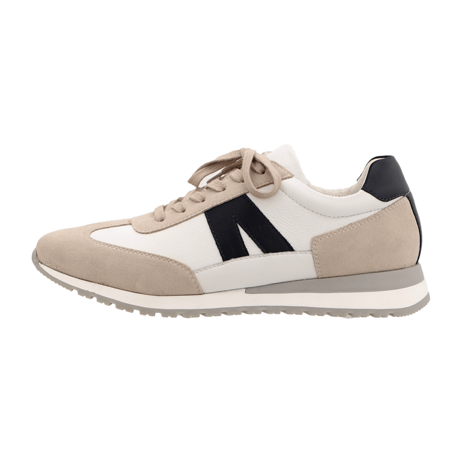 ARA GINO Men's Smooth Leather Lace-Up Sneakers in Beige