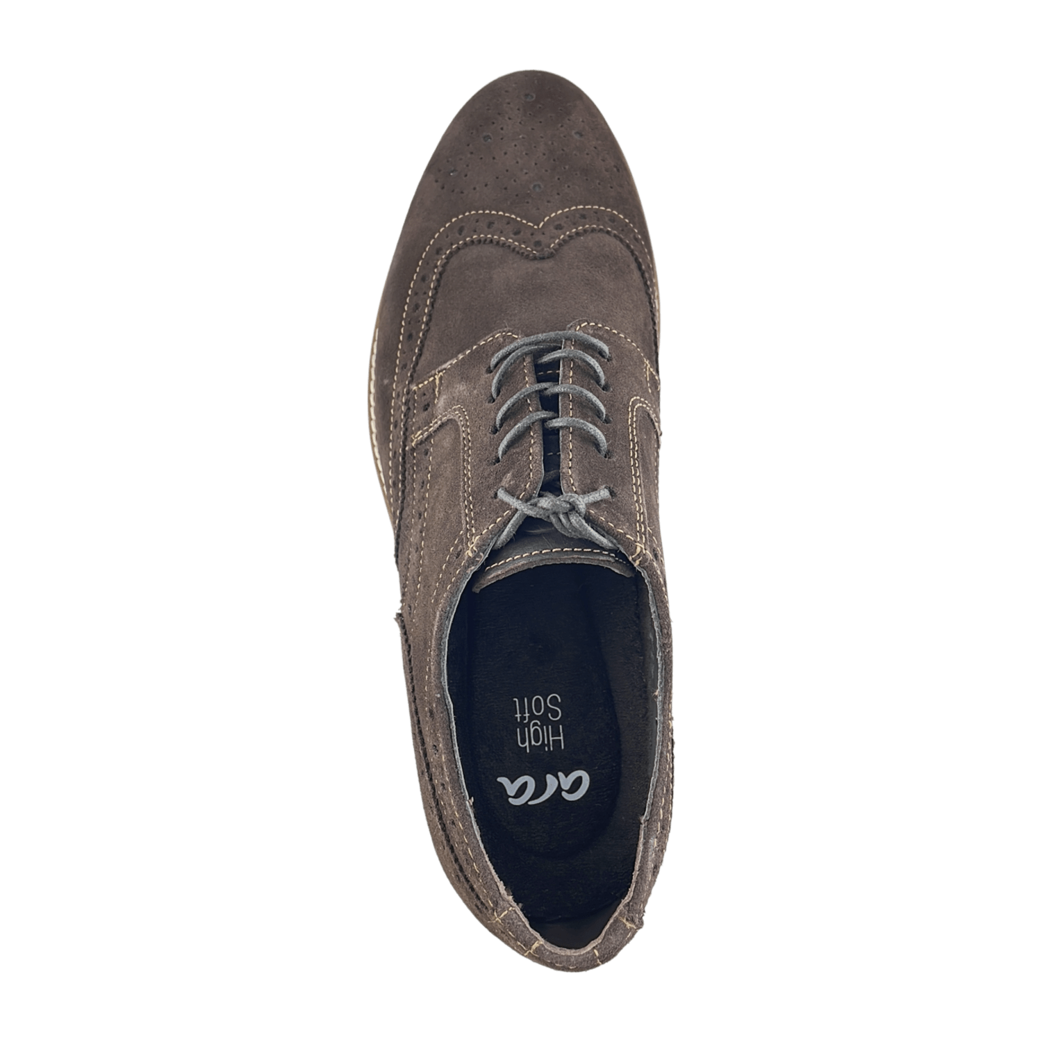 ARA Men's Velour Leather Sneakers in Brown - Round Toe Lace-Up Shoes