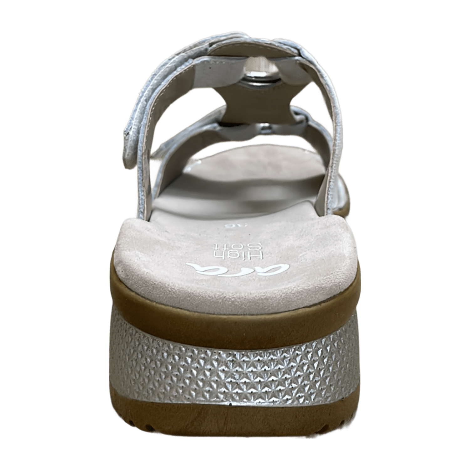 ARA HAWAII Women's Silver Suede Kitten Heel Mule Sandals with Hook-and-Loop Fastening