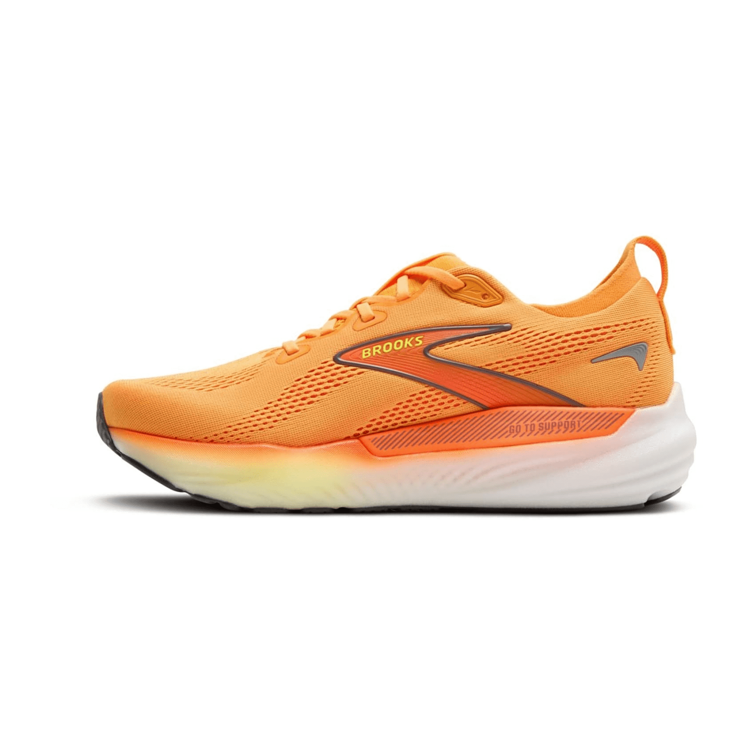 Brooks Glycerin GTS 22 Men's Running Shoes, Lace-Up, Orange Nightlife/White, Synthetic
