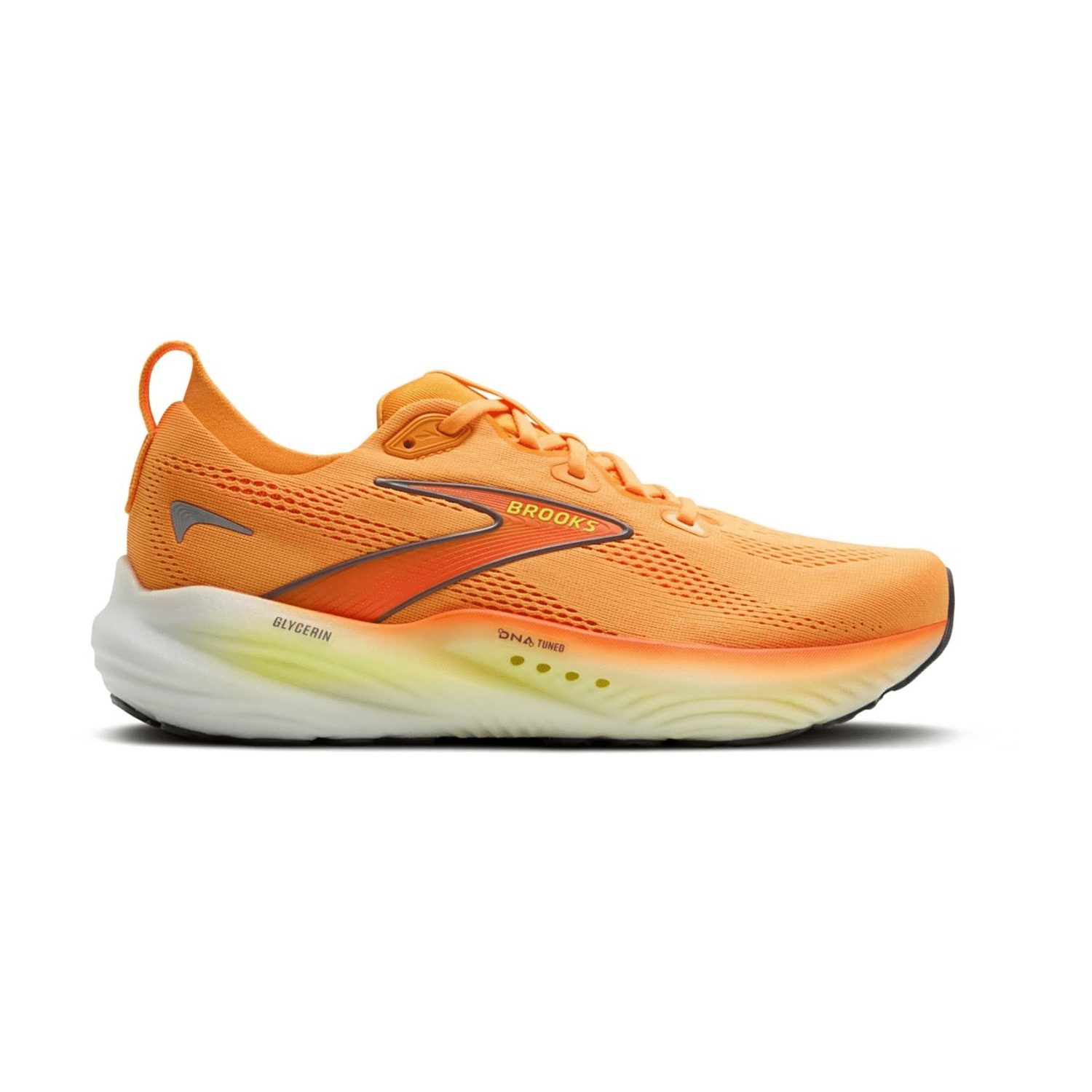 Brooks Glycerin 22 Men's Road Running Shoes for Long Distance, Orange Nightlife/White