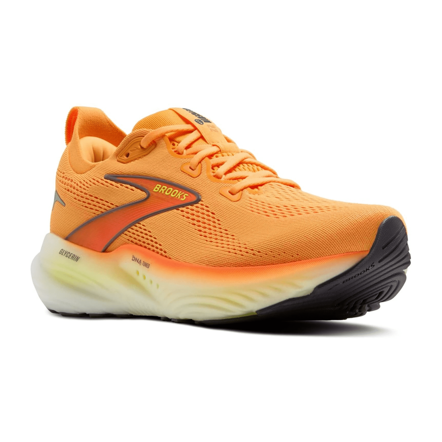 Brooks Glycerin 22 Men's Road Running Shoes for Long Distance, Orange Nightlife/White