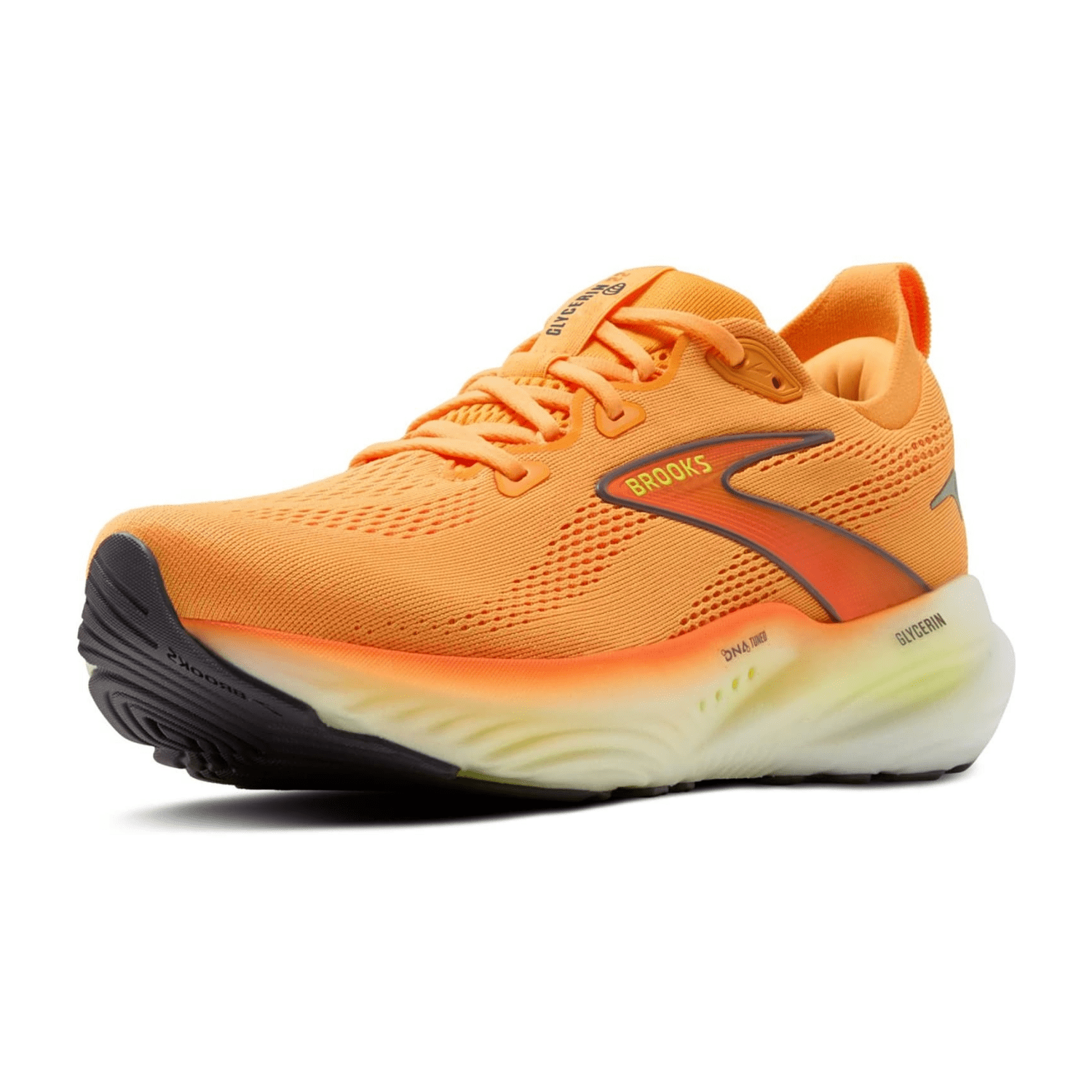Brooks Glycerin 22 Men's Road Running Shoes for Long Distance, Orange Nightlife/White