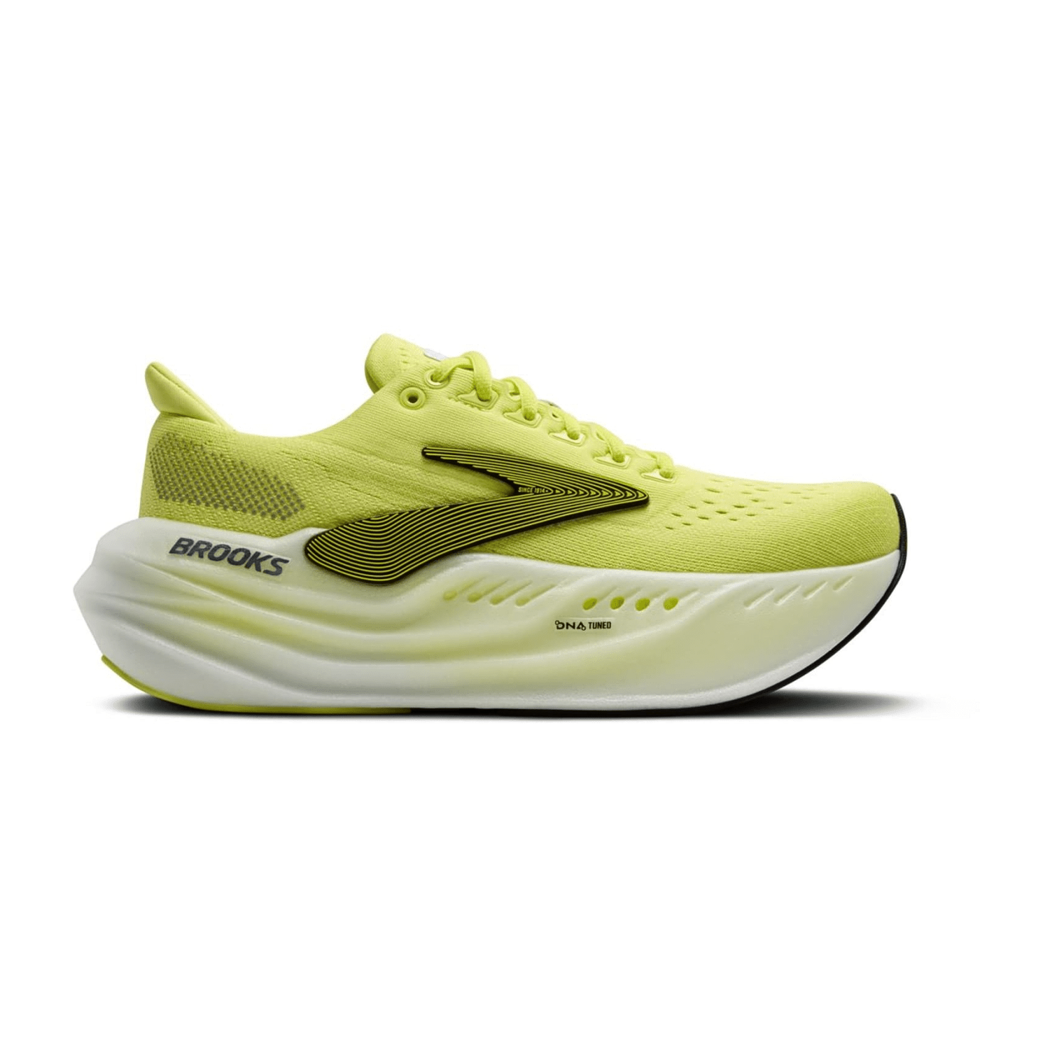 Brooks Glycerin Max Women's Sneakers Lace-Up Shoes Sunny Lime Black White Knit Fabric Round Toe