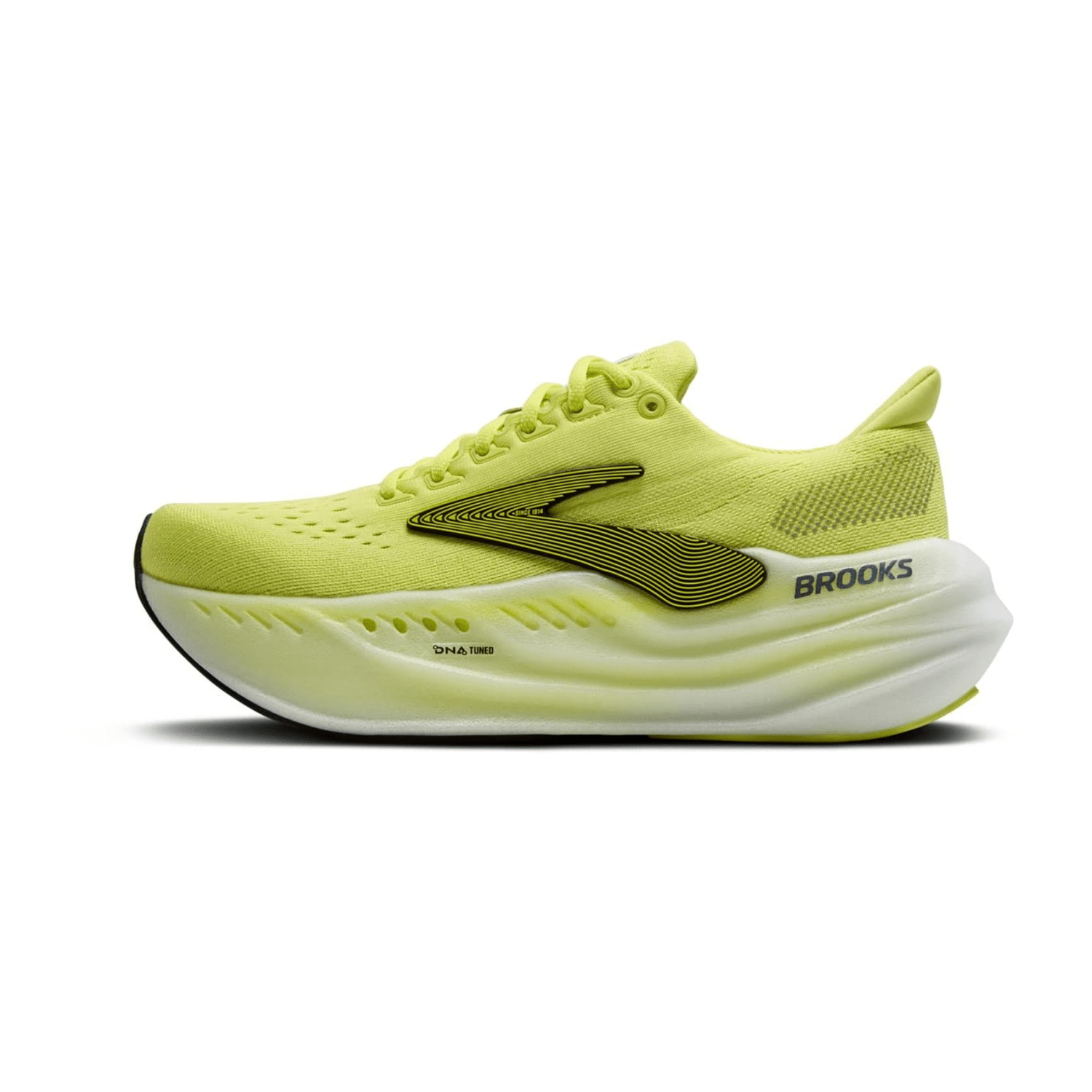 Brooks Glycerin Max Women's Sneakers Lace-Up Shoes Sunny Lime Black White Knit Fabric Round Toe