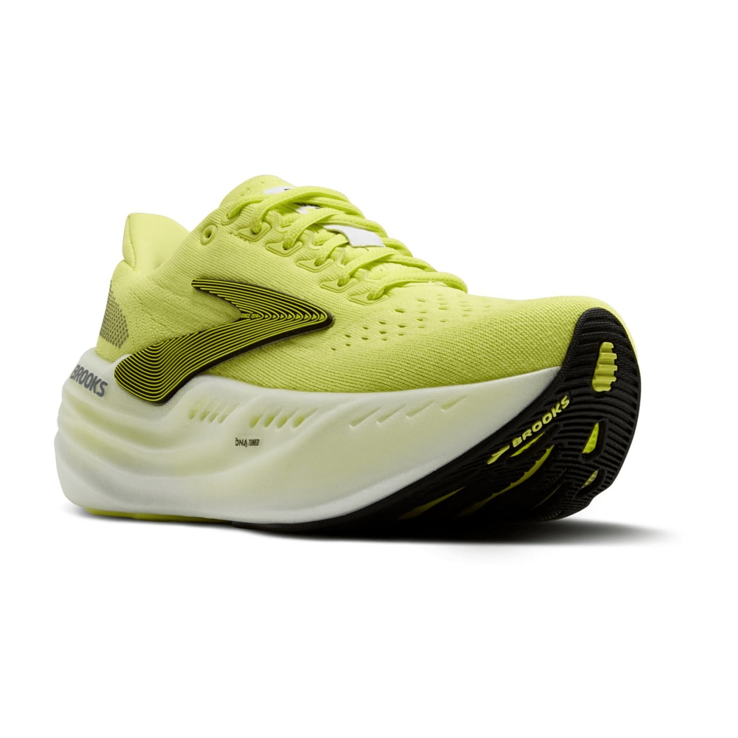 Brooks Glycerin Max Women's Sneakers Lace-Up Shoes Sunny Lime Black White Knit Fabric Round Toe