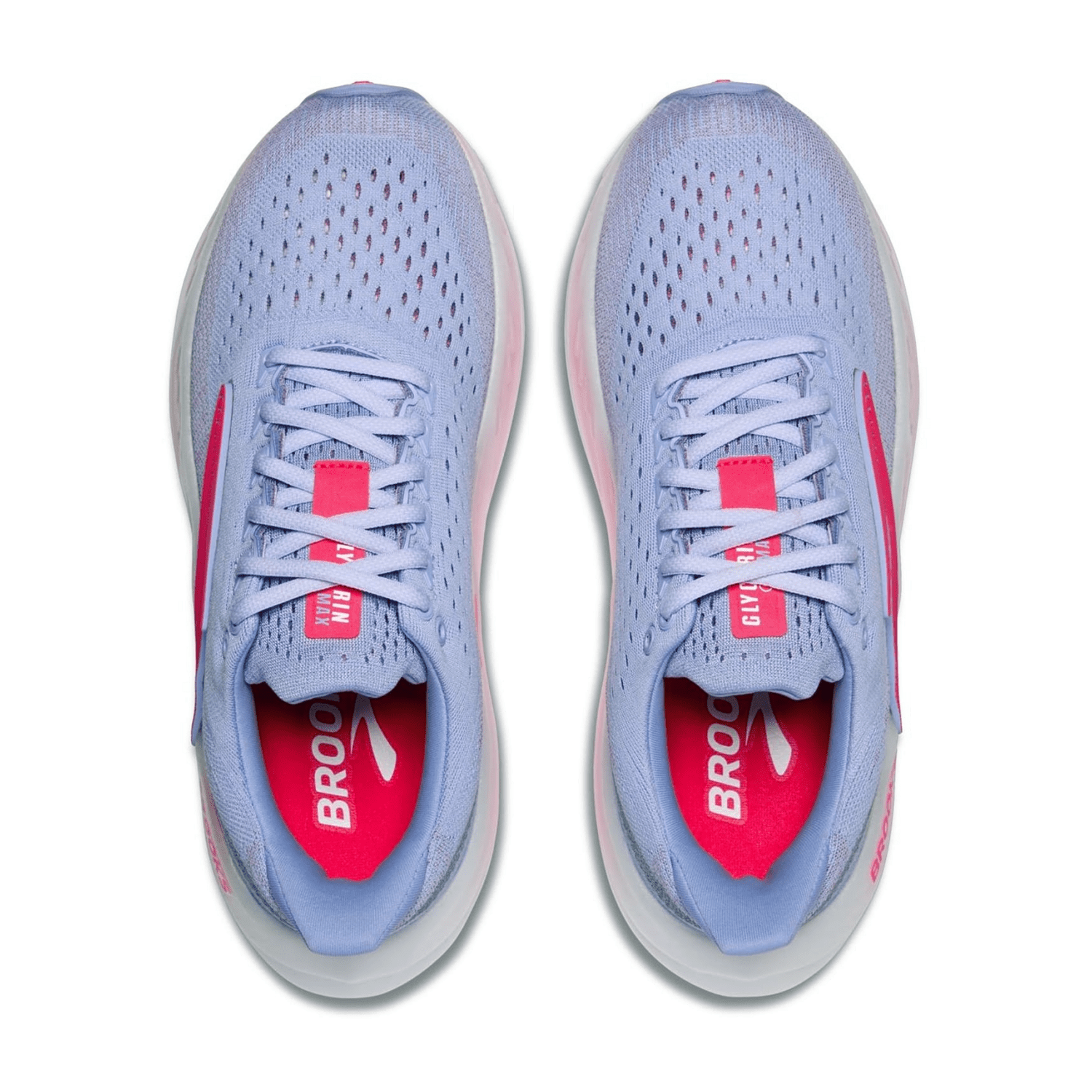 Brooks Glycerin Max Women's Sneaker in Blue Heron Diva Pink White Knit Fabric with Round Toe