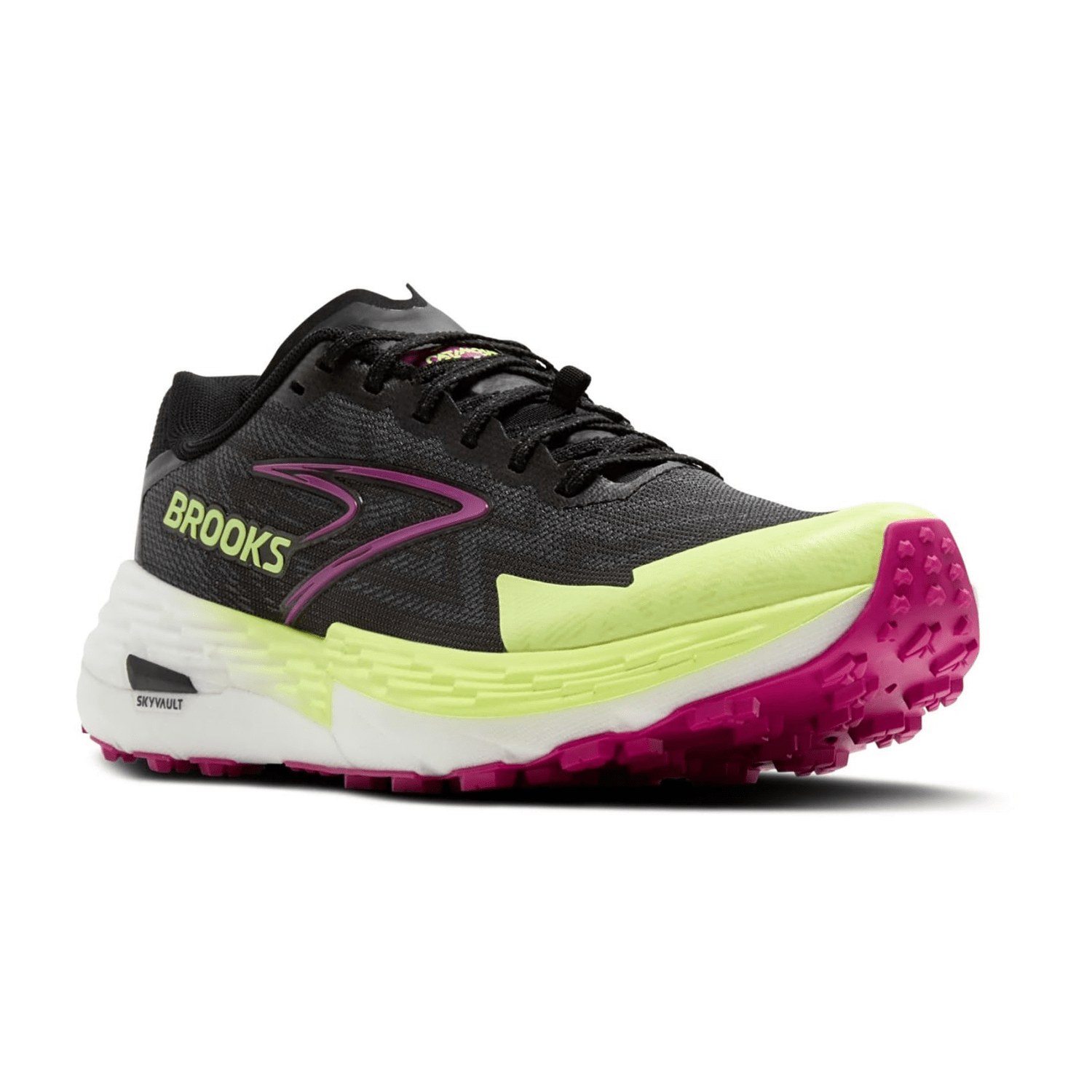 Brooks Catamount 4 Women's Trail Running Shoes Sneaker Lace-Up Grey Black Lime