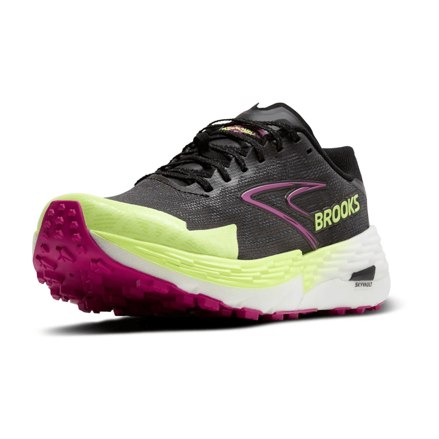 Brooks Catamount 4 Women's Trail Running Shoes Sneaker Lace-Up Grey Black Lime